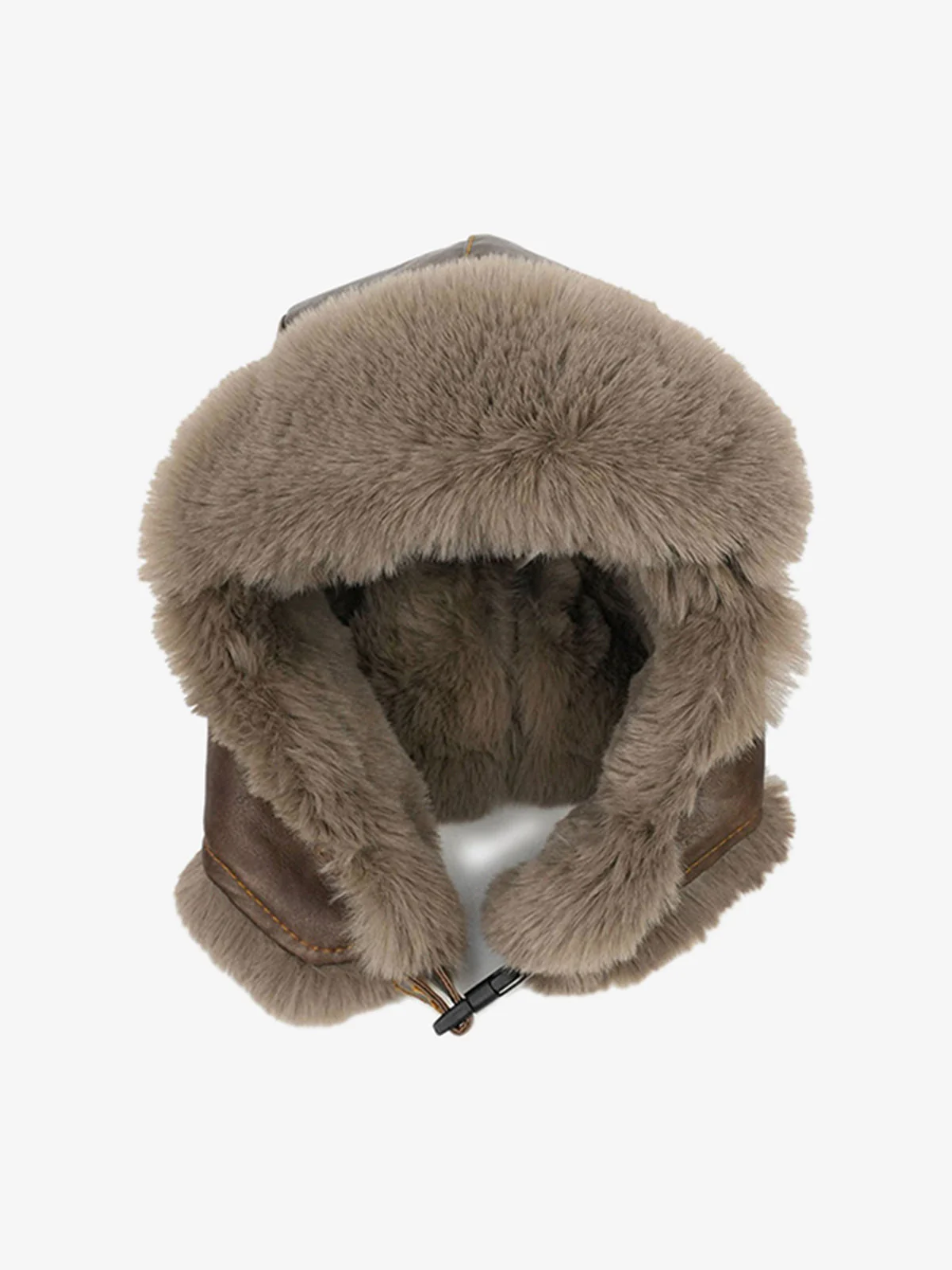 Vintage Distressed Leather Plush Trapper Hat - Image 9
