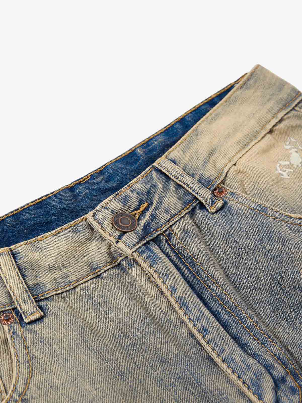 Vintage Distressed Ripped Wide Leg Jeans - Image 3