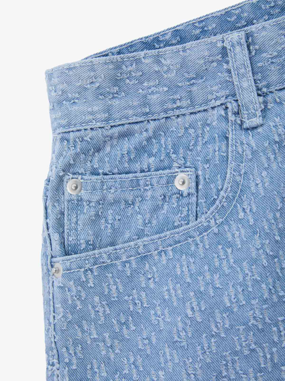Vintage Distressed Textured Ripped Wide Leg Denim Jorts - Image 3