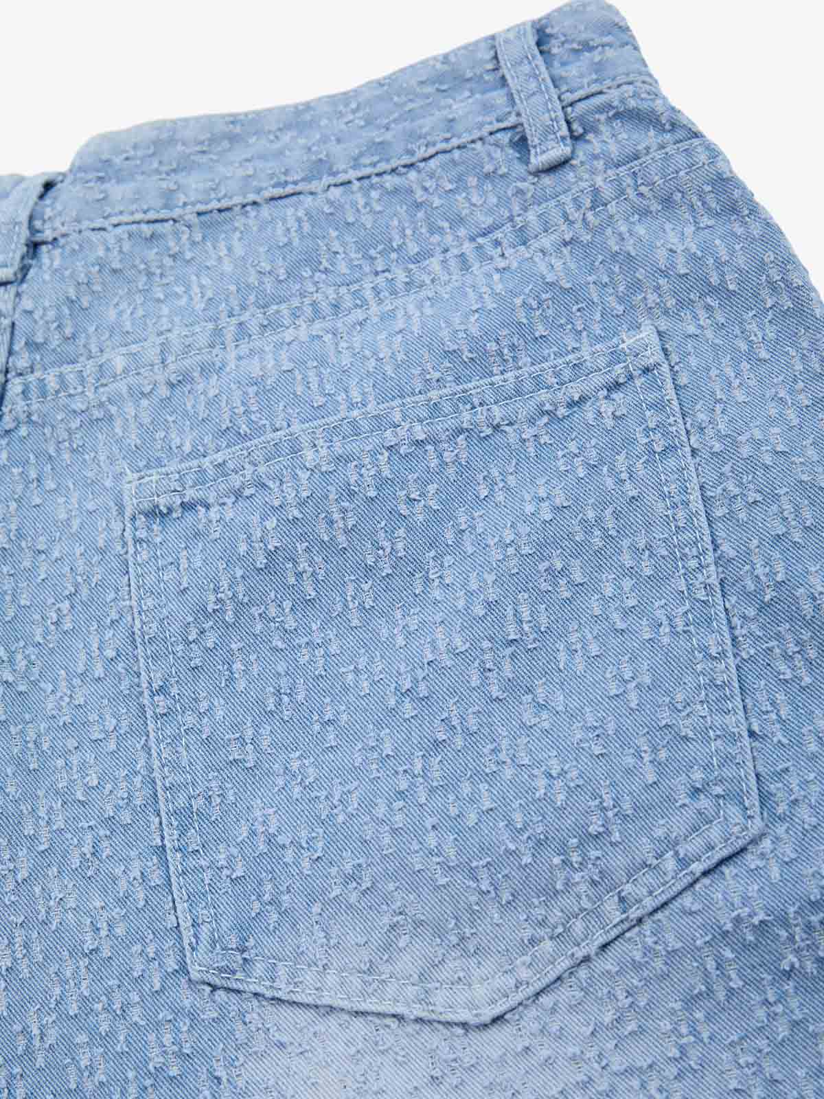Vintage Distressed Textured Ripped Wide Leg Denim Jorts - Image 4