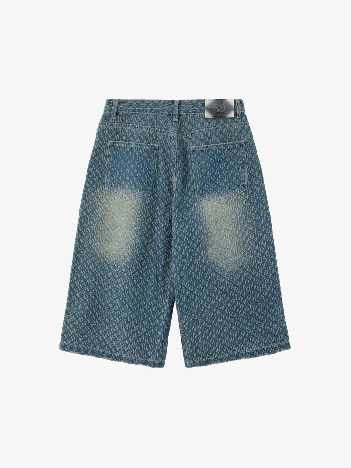 Vintage Distressed Textured Ripped Wide Leg Denim Jorts - Image 8