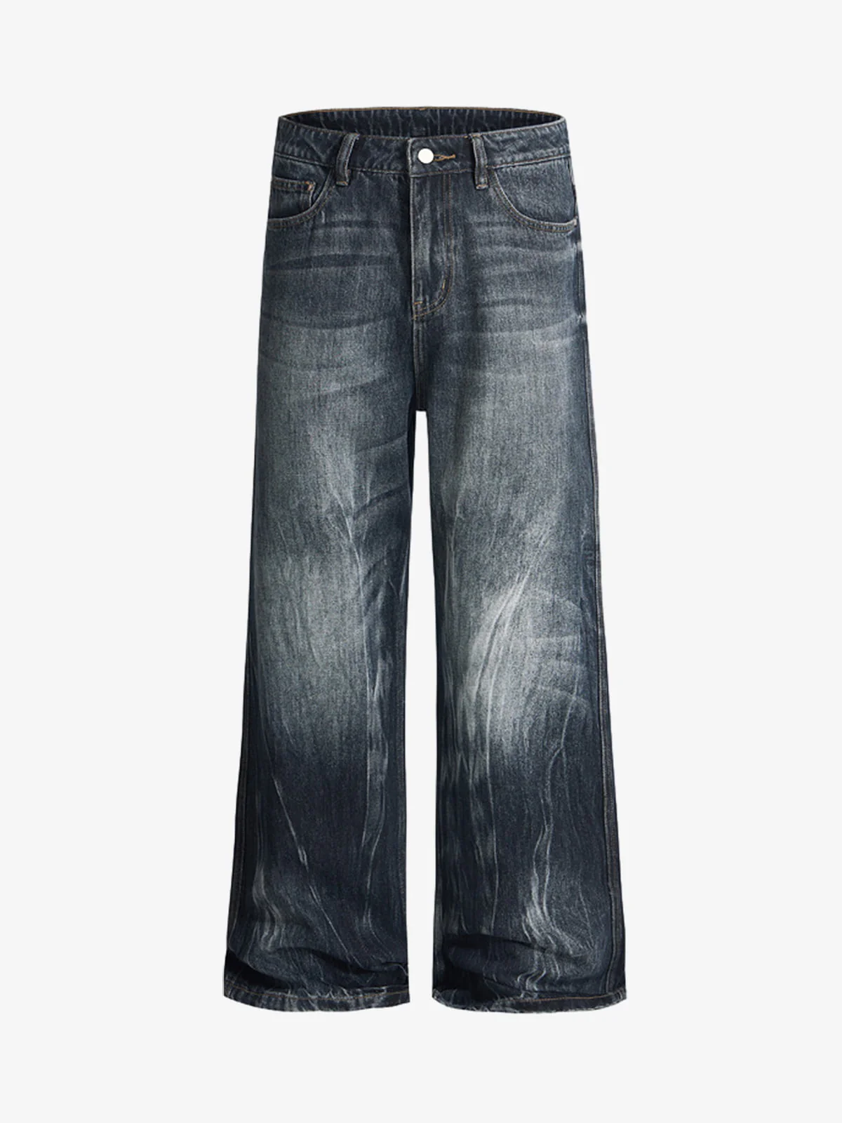 Vintage Distressed Wash Wide Leg Jeans