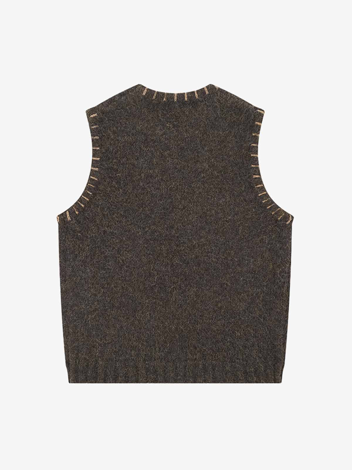 Vintage Embroidered Graphic Knit Sweater Vest - Image 5