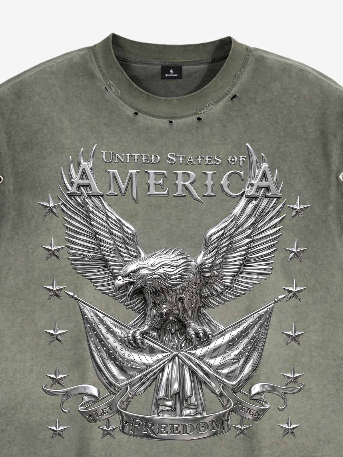 Vintage Freedom Eagle Sleeveless T-Shirt - Image 3