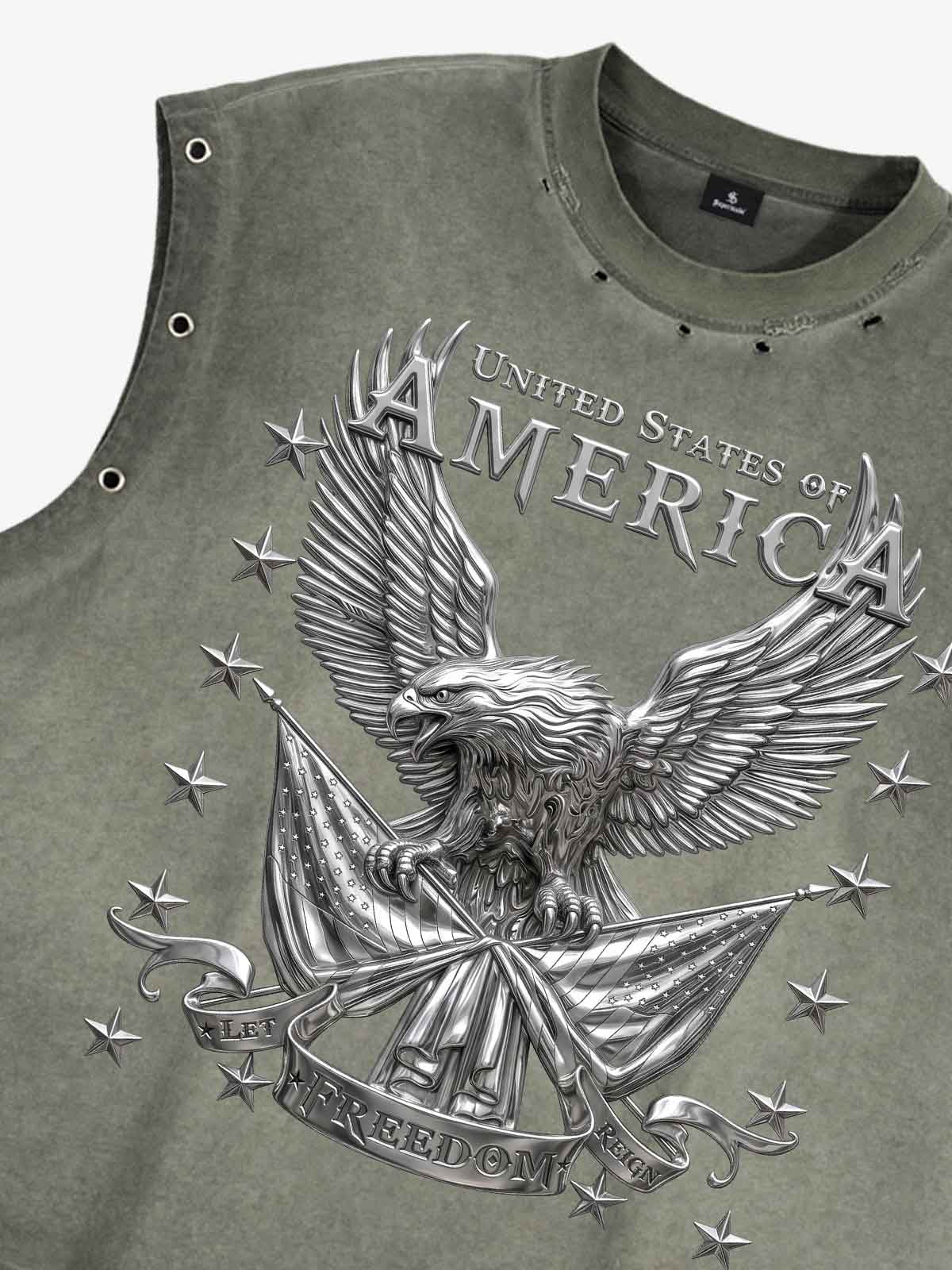 Vintage Freedom Eagle Sleeveless T-Shirt - Image 4