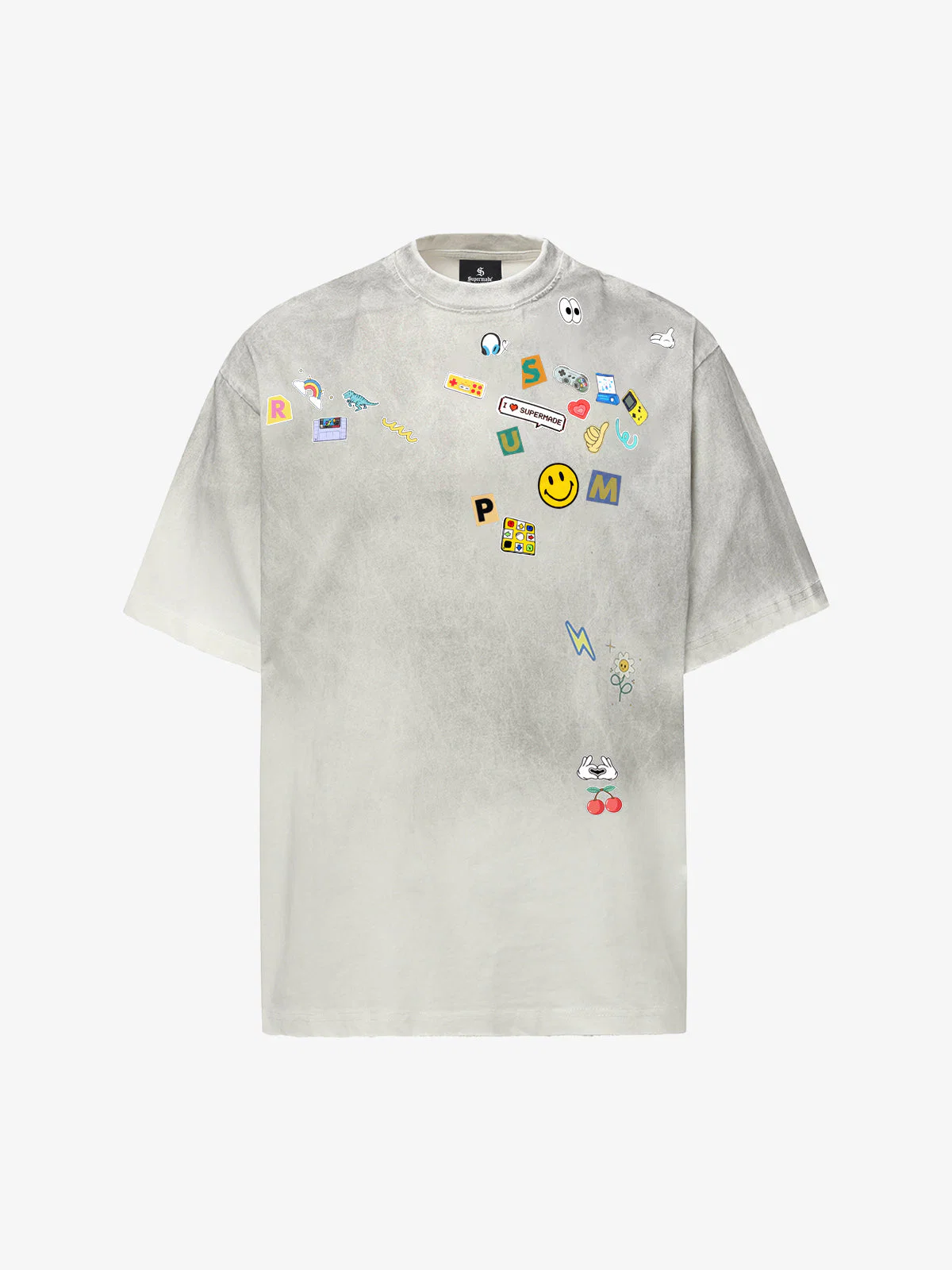 Vintage Gaming Sticker Style Motif Oversized T-Shirt - Image 2