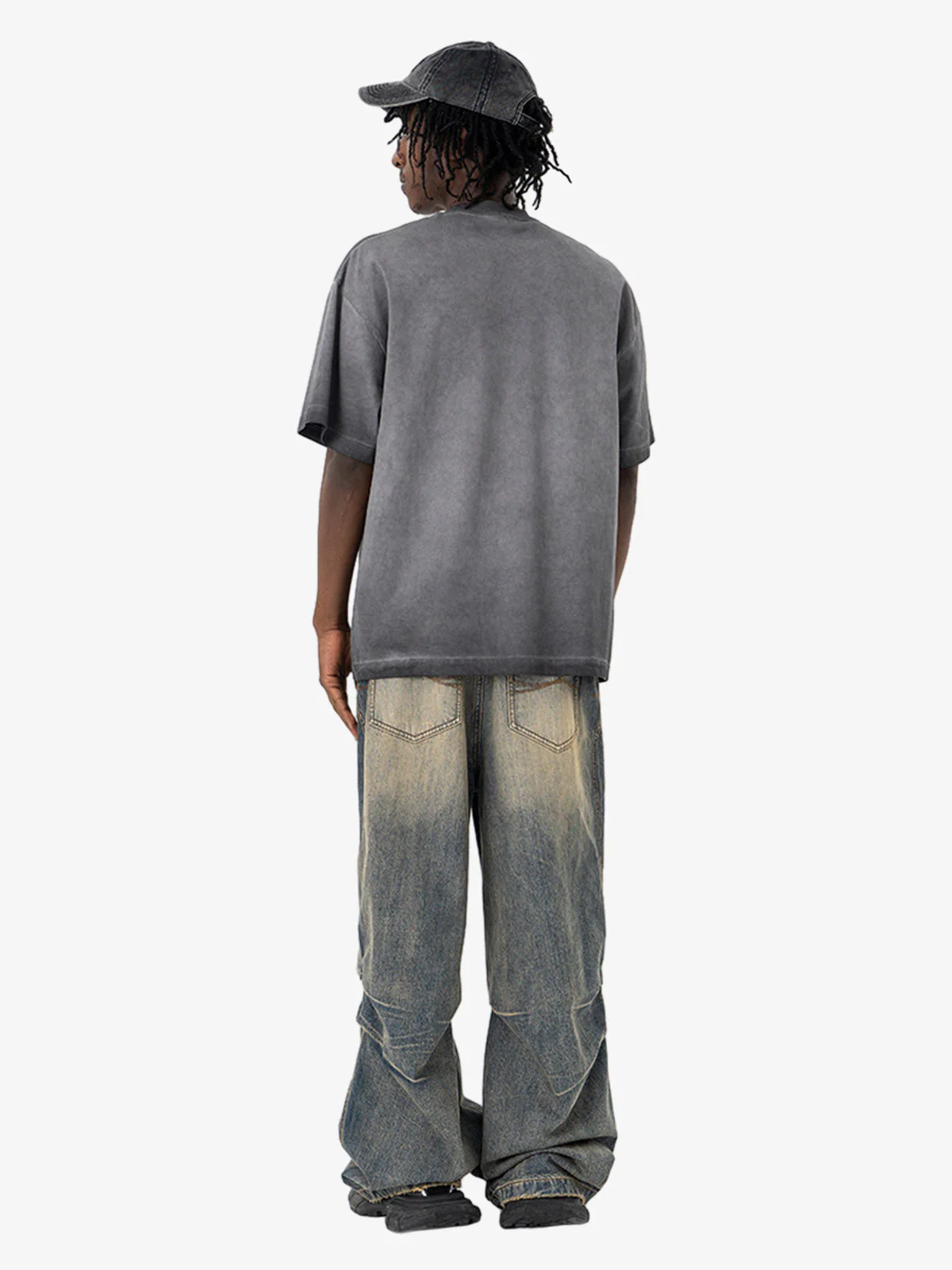 Vintage Gradient Spray Letter Print T-Shirt - Image 7
