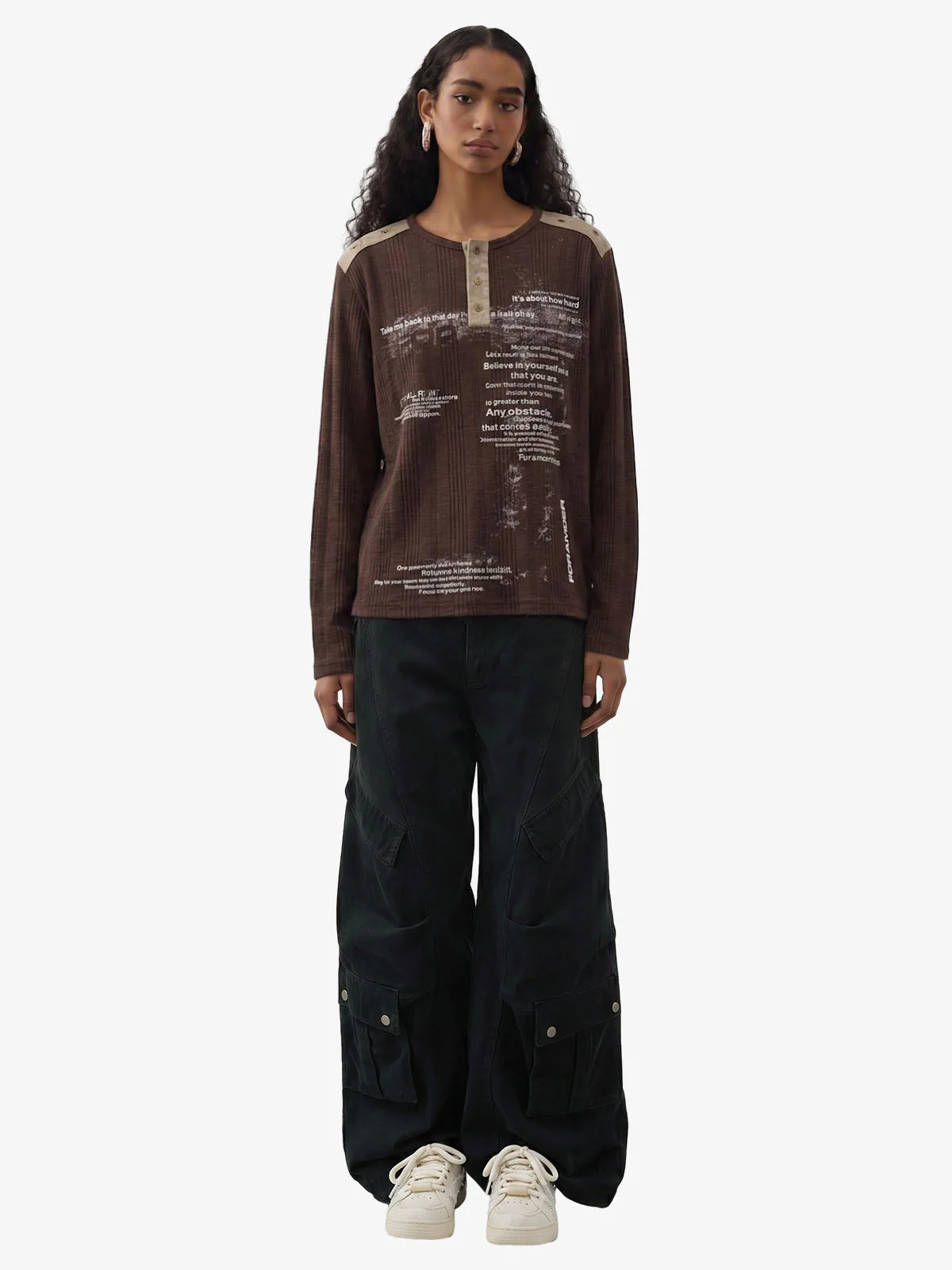 Vintage Graphic Henley Long Sleeve T-Shirt - Image 5