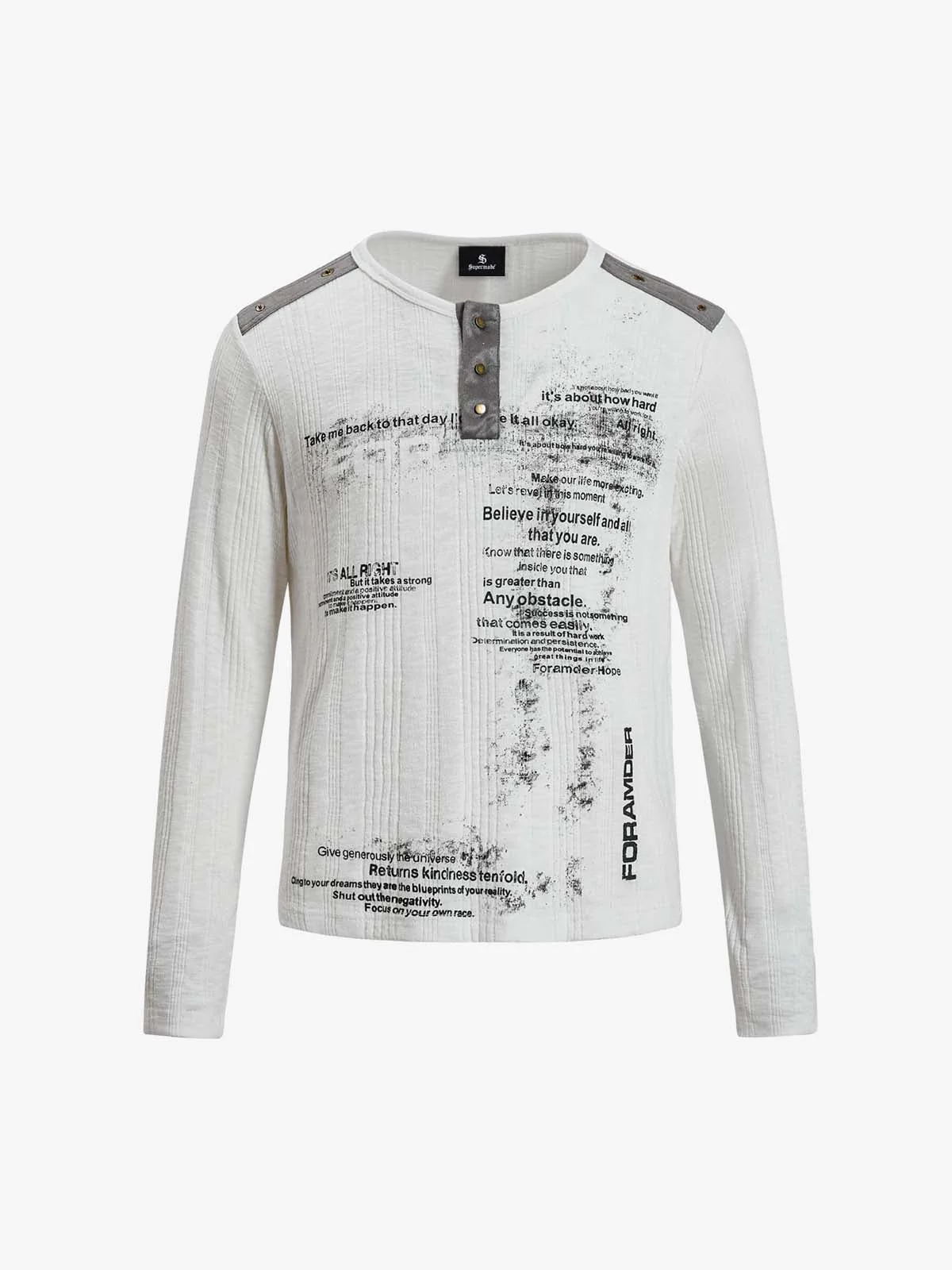 Vintage Graphic Henley Long Sleeve T-Shirt - Image 6