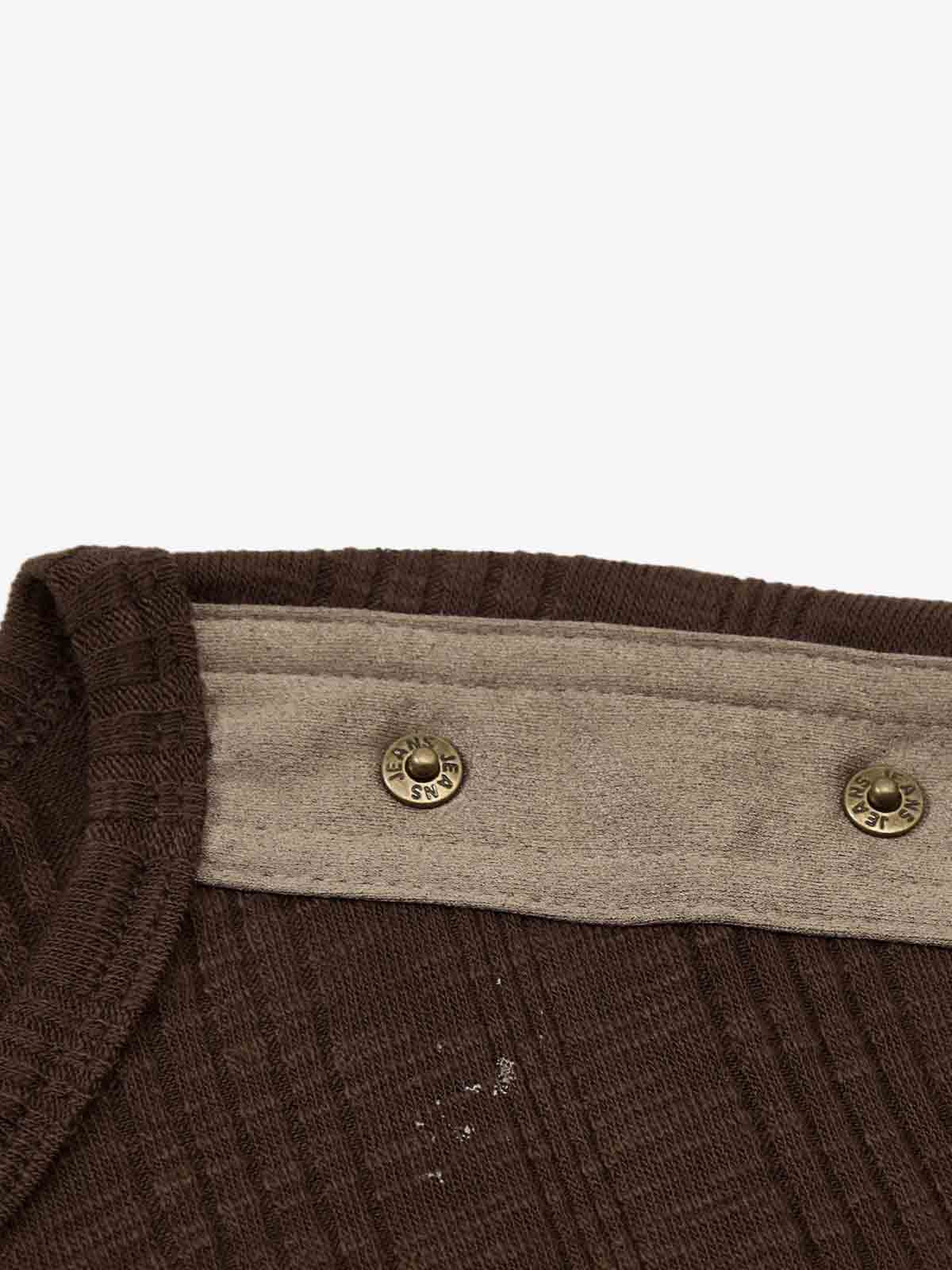 Vintage Graphic Henley Long Sleeve T-Shirt - Image 9