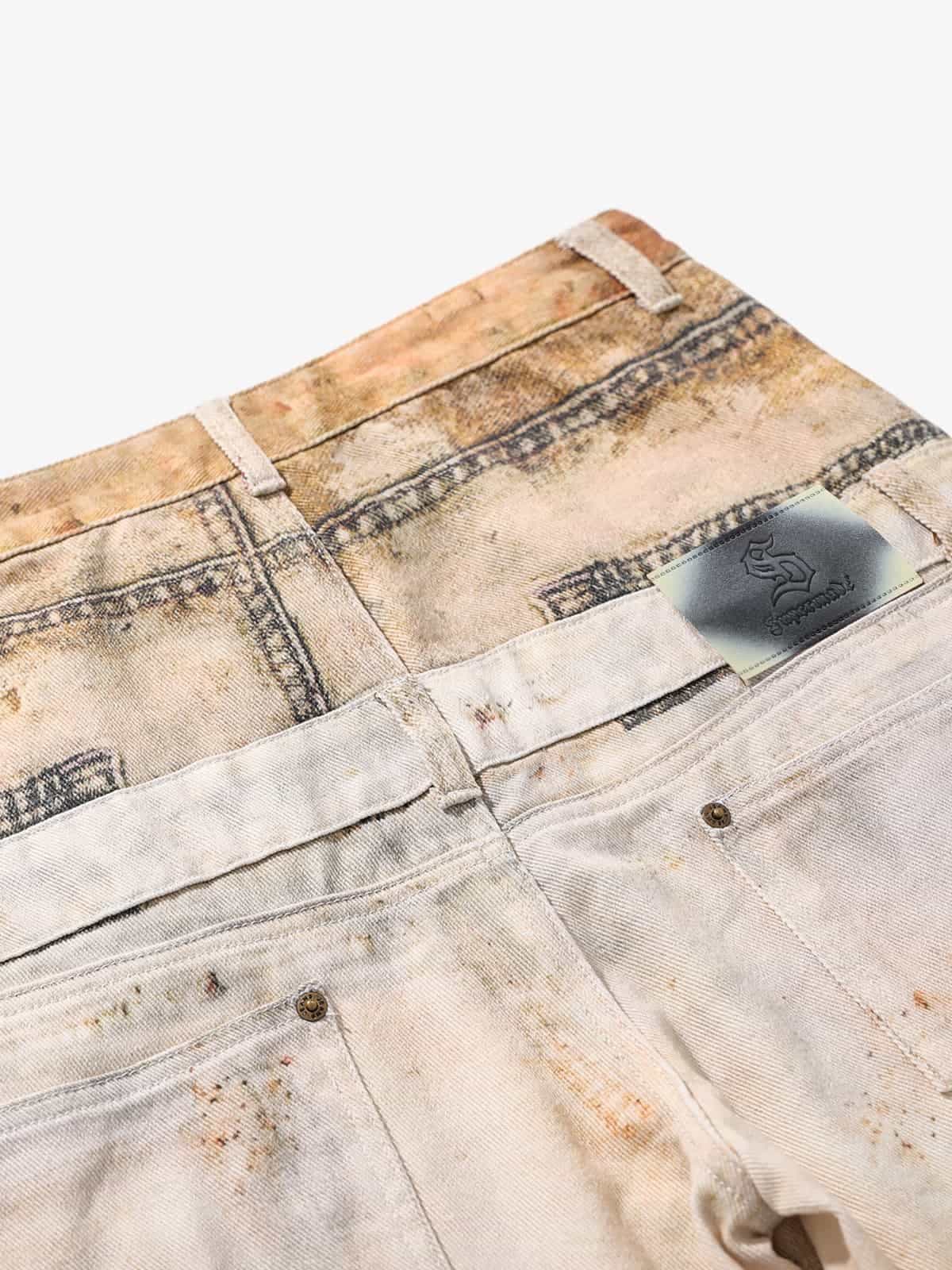 Vintage High Street Mud-Dyed Distressed Baggy Jeans - Image 10