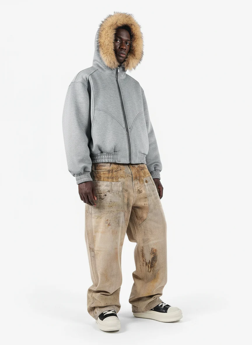 Vintage High Street Mud-Dyed Distressed Baggy Jeans - Image 3