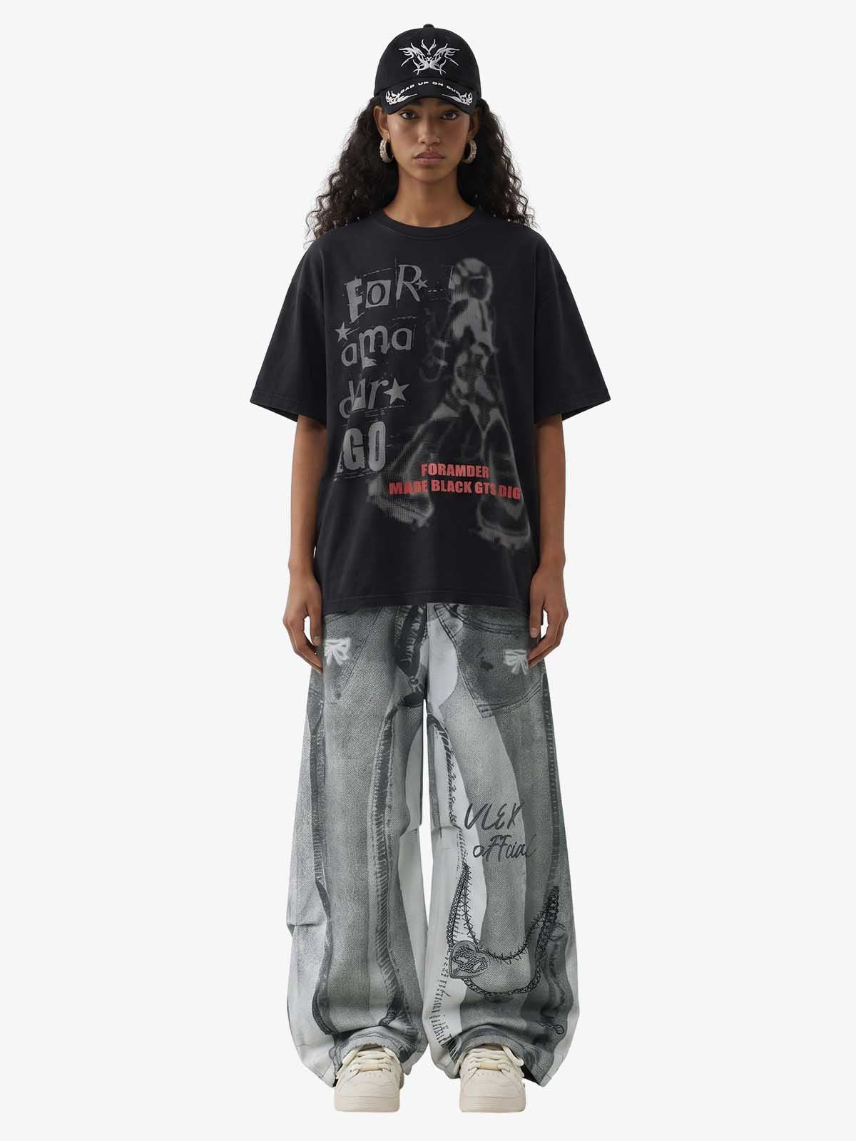 Vintage Illusion Graphic Ultra-Baggy Jeans - Image 4