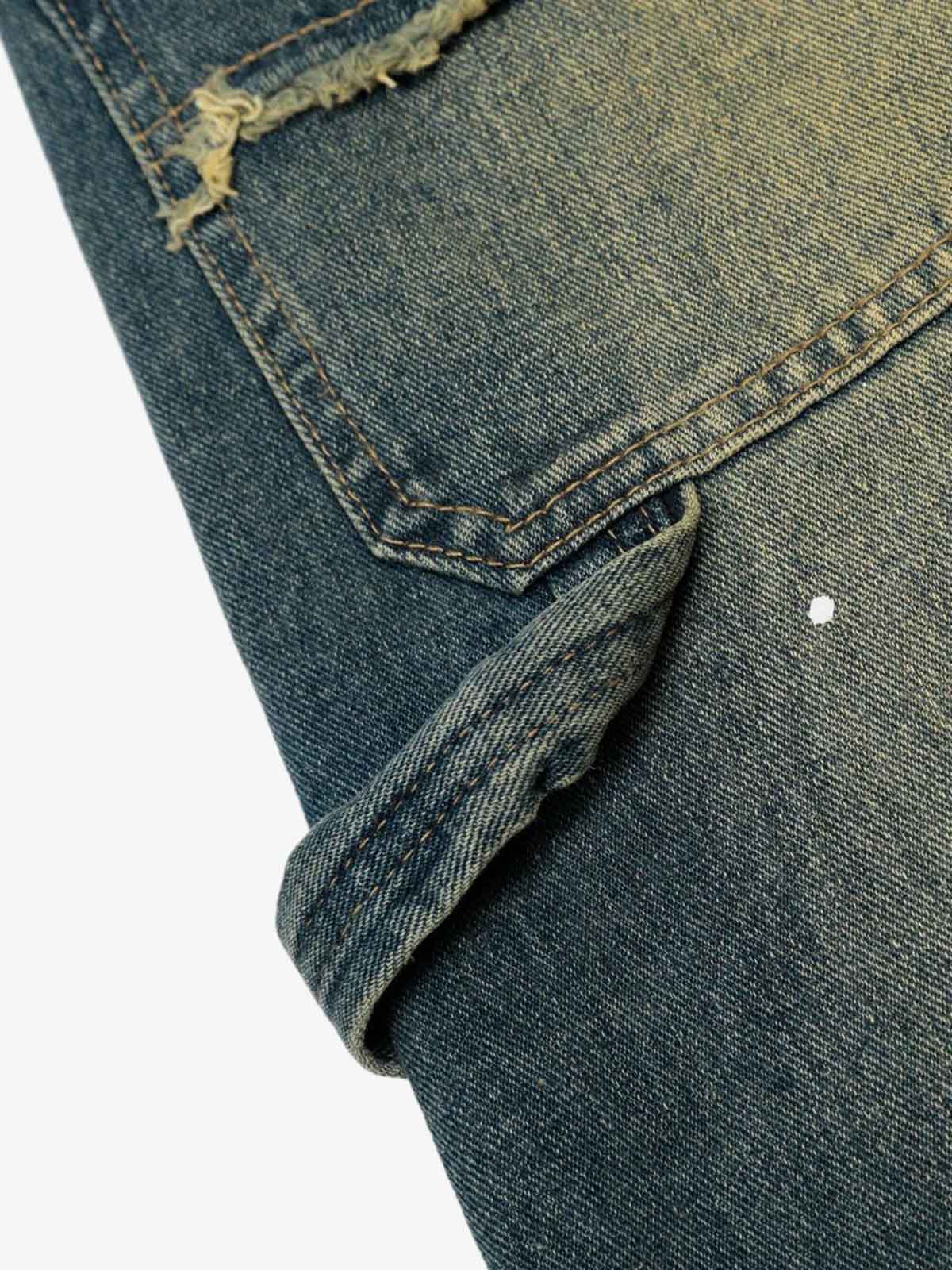 Vintage Inkjet Dirty Dye Washed Scimitar Distressed Jeans - Image 10