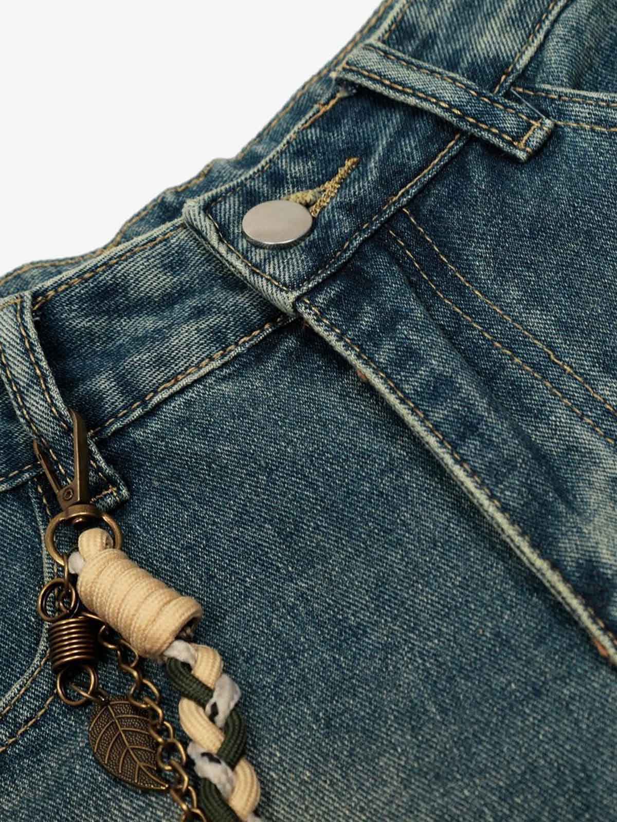 Vintage Inkjet Dirty Dye Washed Scimitar Distressed Jeans - Image 12