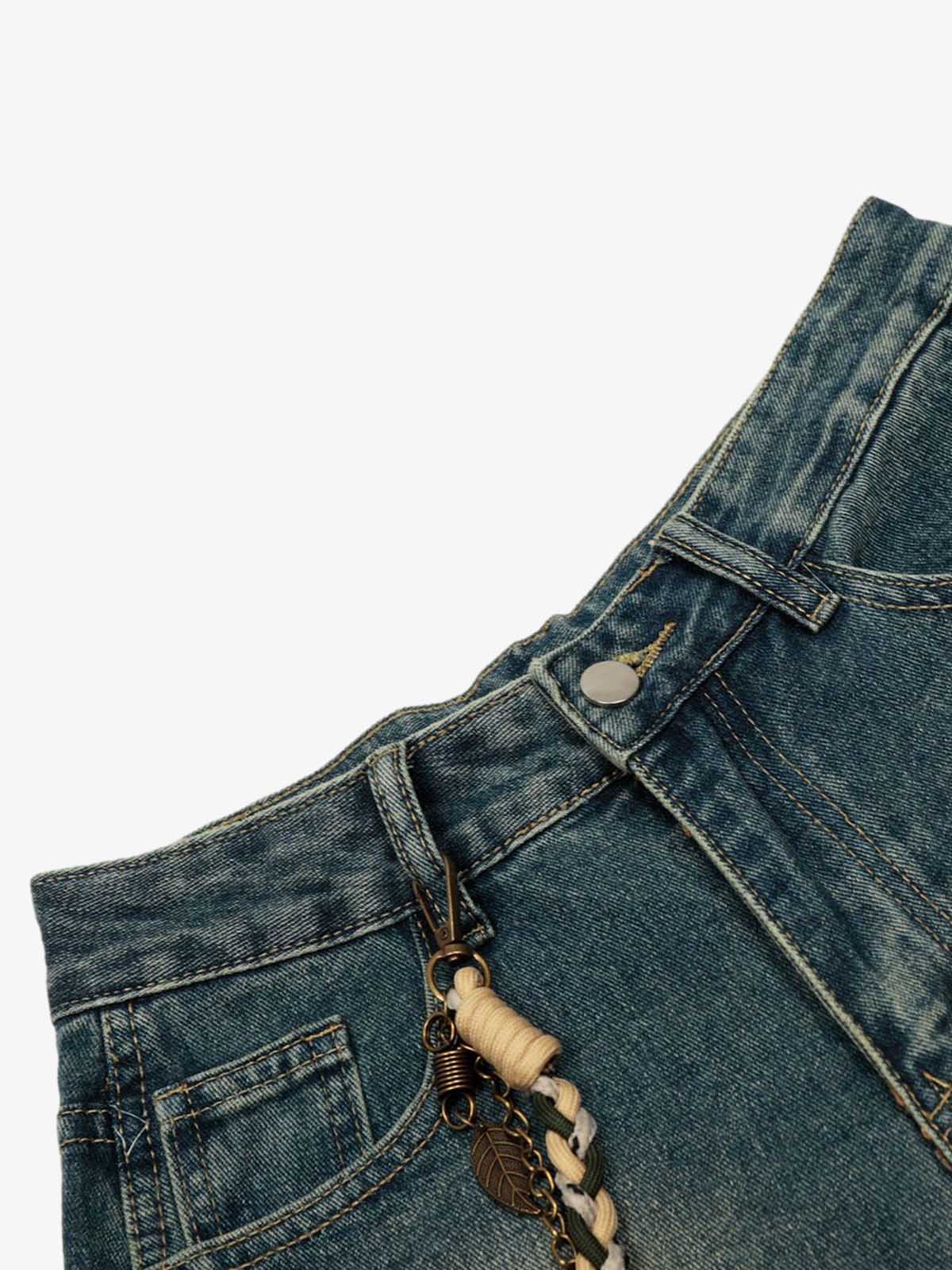 Vintage Inkjet Dirty Dye Washed Scimitar Distressed Jeans - Image 13