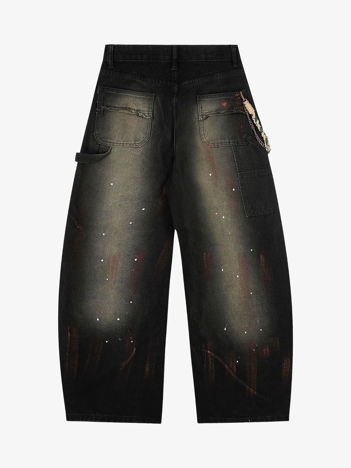 Vintage Inkjet Dirty Dye Washed Scimitar Distressed Jeans - Image 7