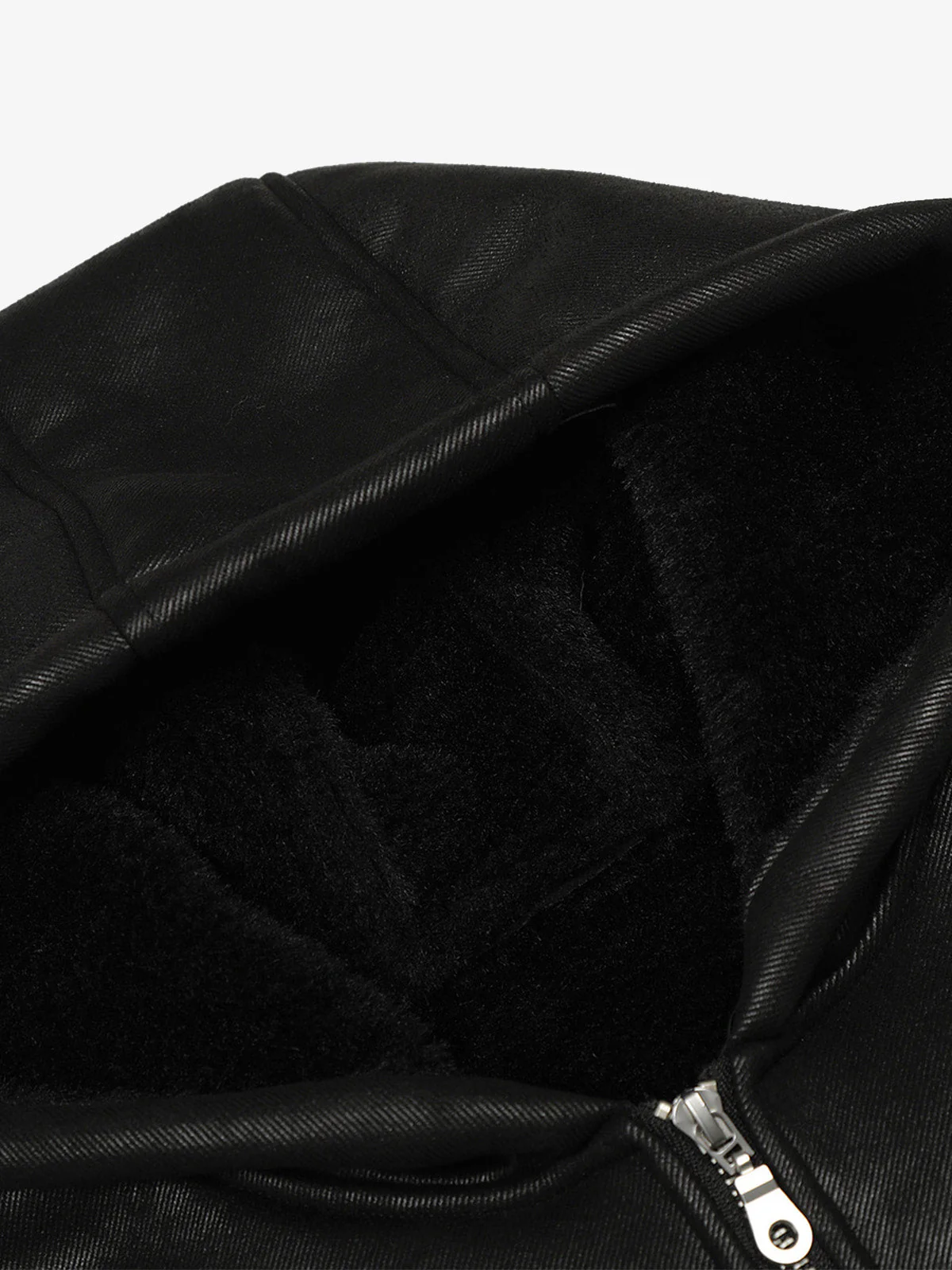Vintage Leather Badge Fleece-lined Hooded Zip Bomber Jacket - 2547 - Image 13