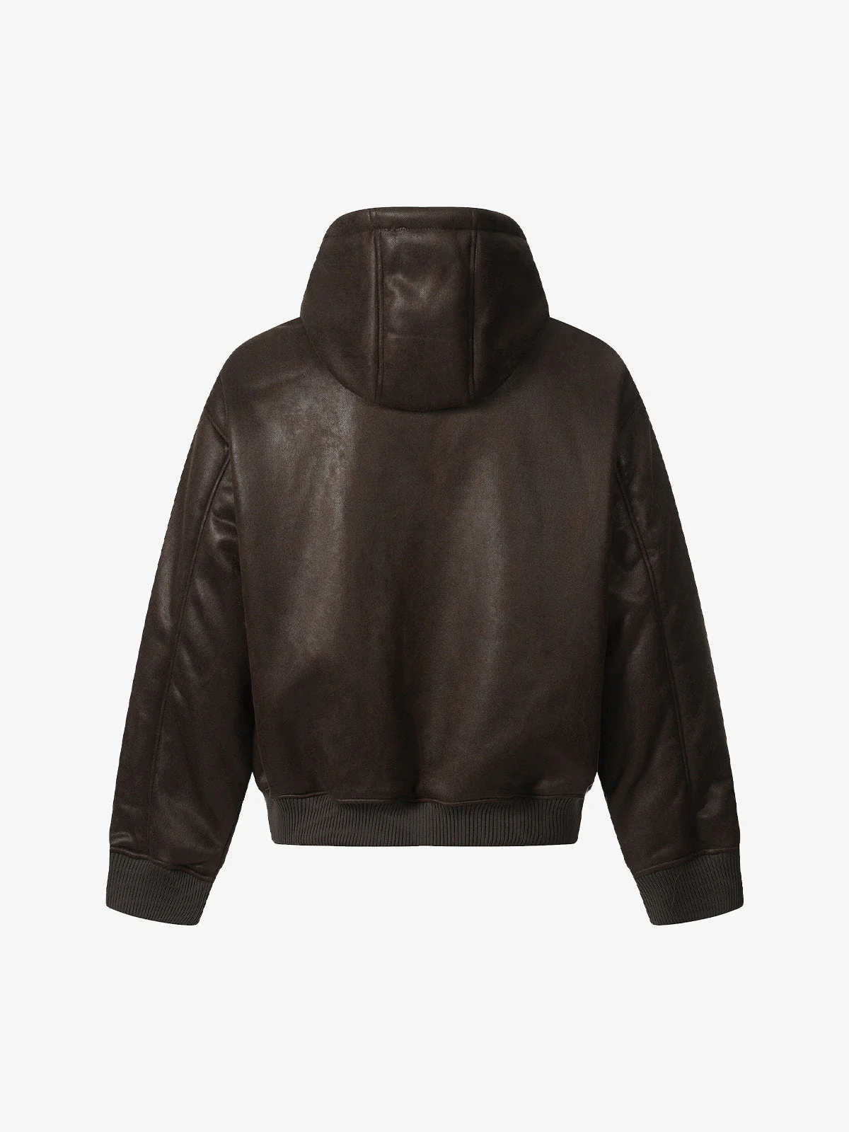 Vintage Leather Badge Fleece-lined Hooded Zip Bomber Jacket - 2547 - Image 3