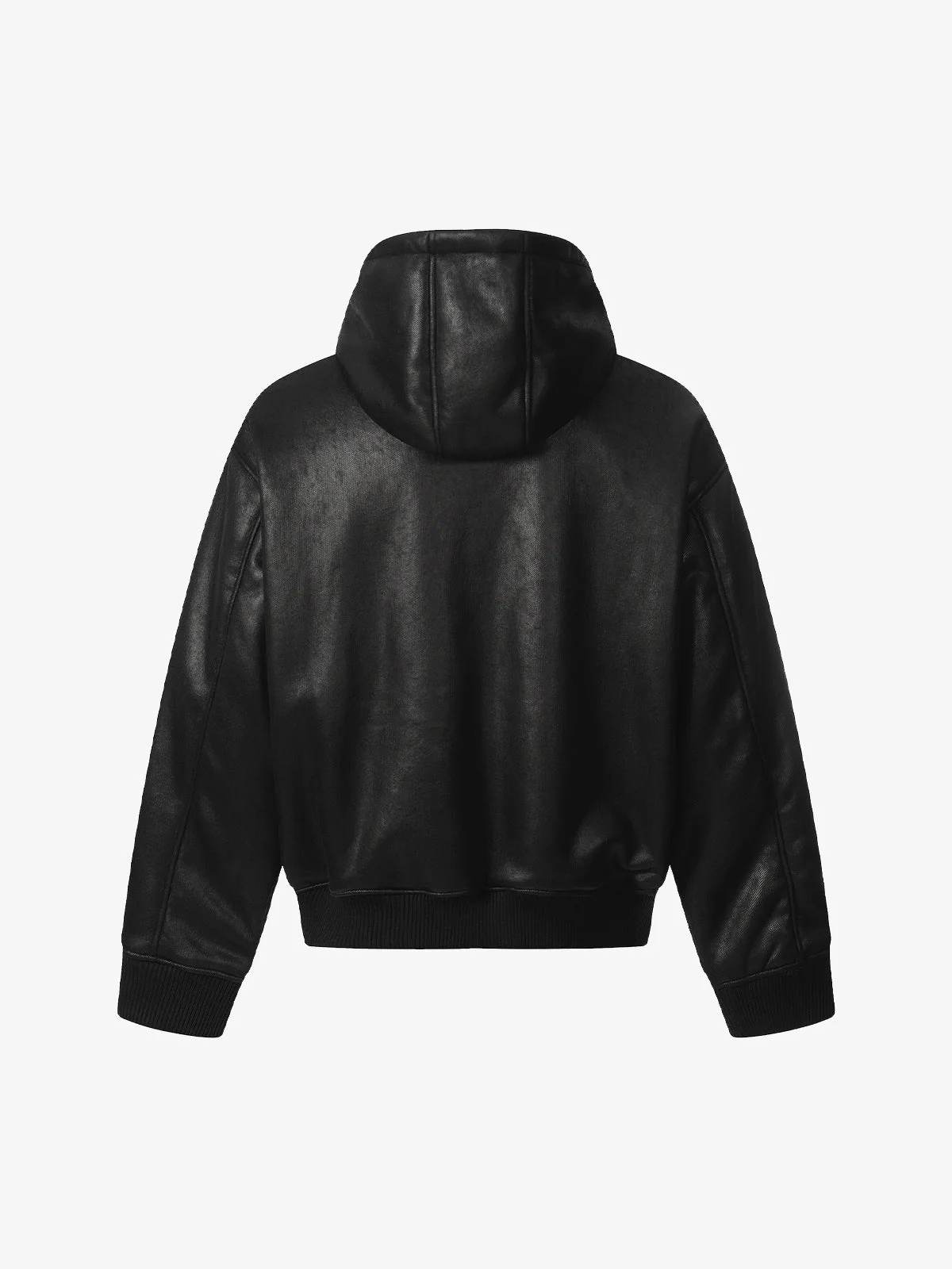 Vintage Leather Badge Fleece-lined Hooded Zip Bomber Jacket - 2547 - Image 4