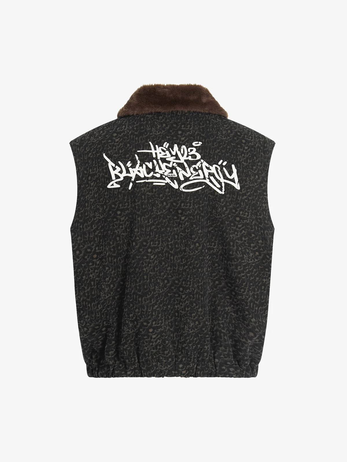 Vintage Leopard Print Fleece Zip Up Vest - Image 2