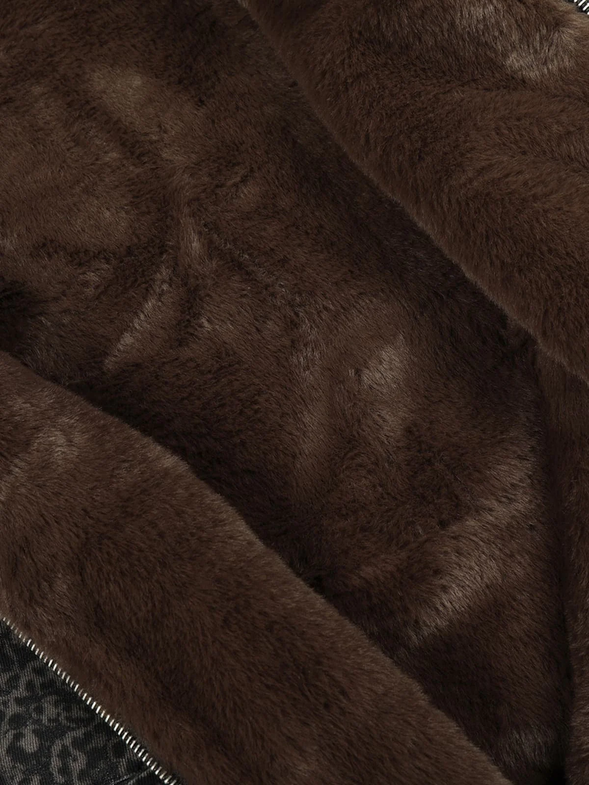 Vintage Leopard Print Fleece Zip Up Vest - Image 9