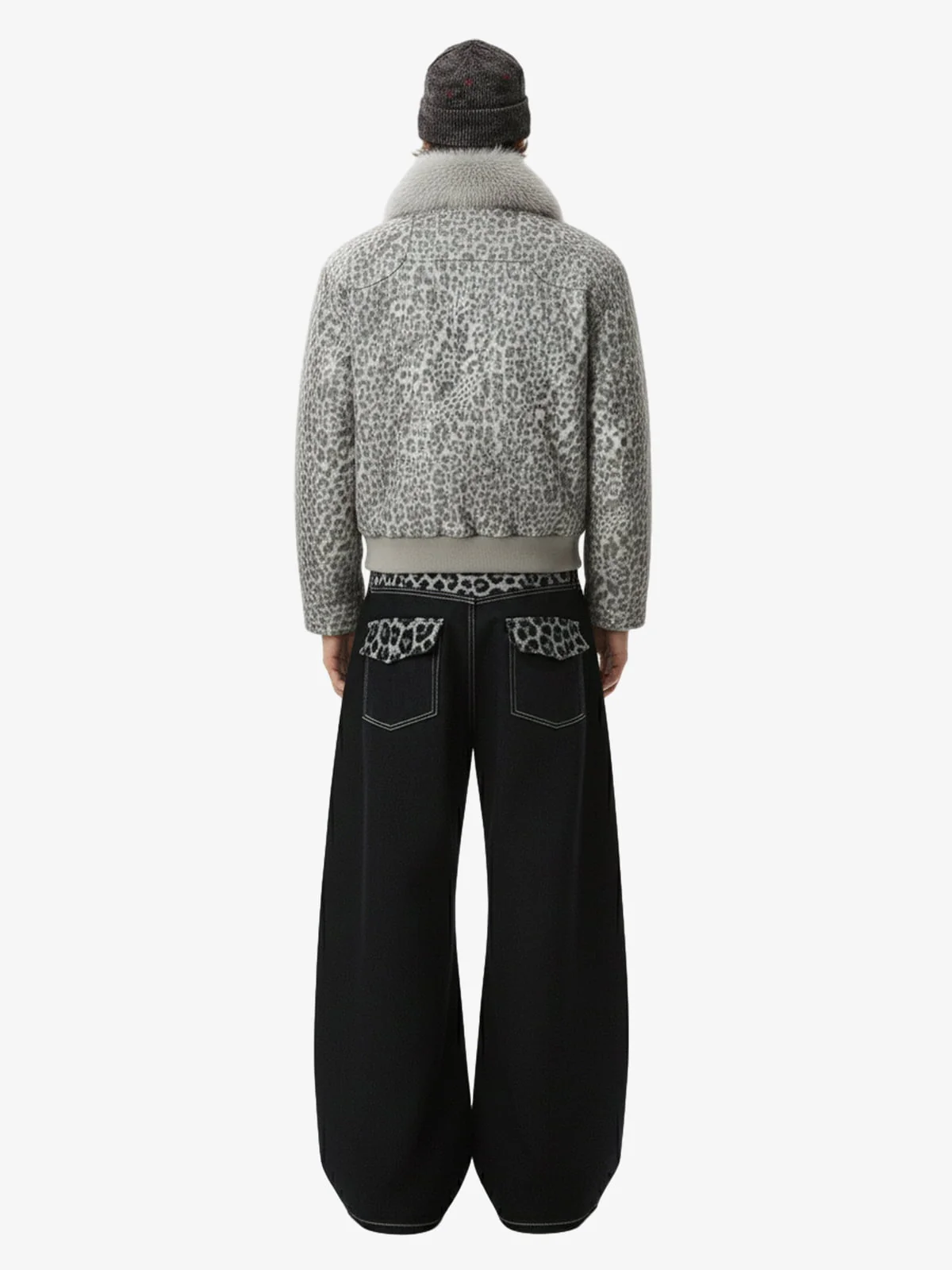 Vintage Leopard Print Waistband Patch Baggy Jeans - Image 5