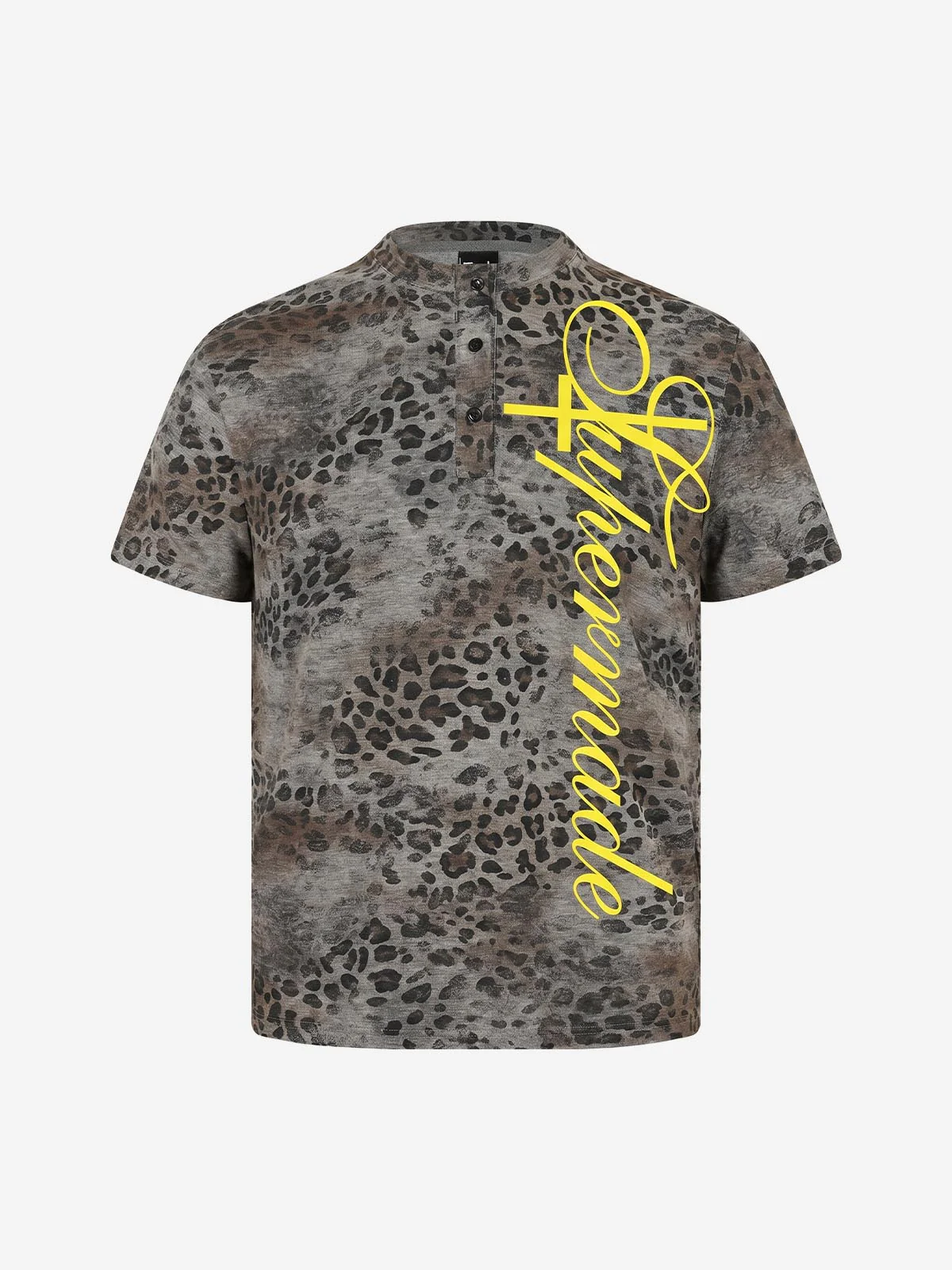 Vintage Leopard Print Zip Neck T-Shirt