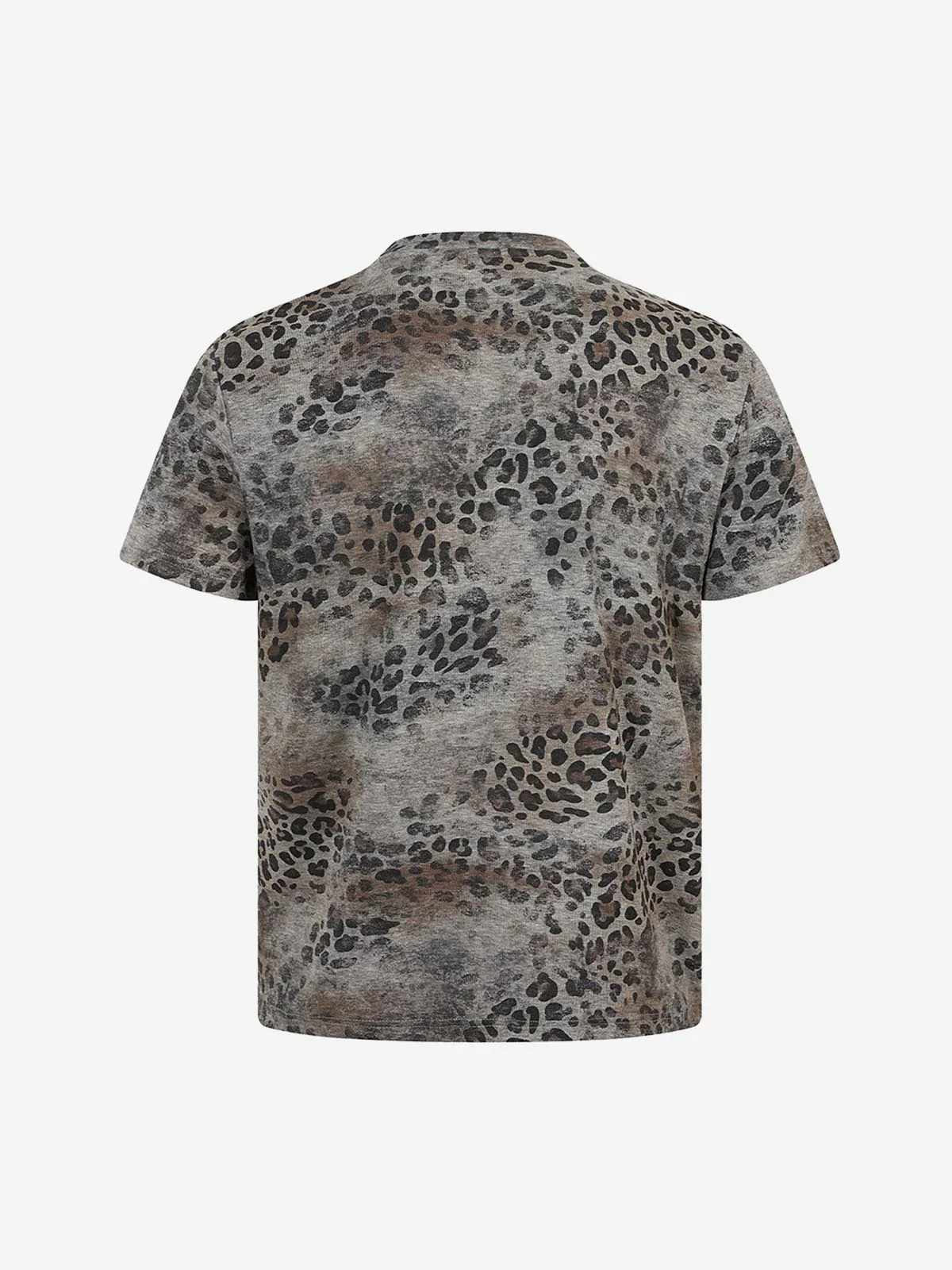 Vintage Leopard Print Zip Neck T-Shirt - Image 2