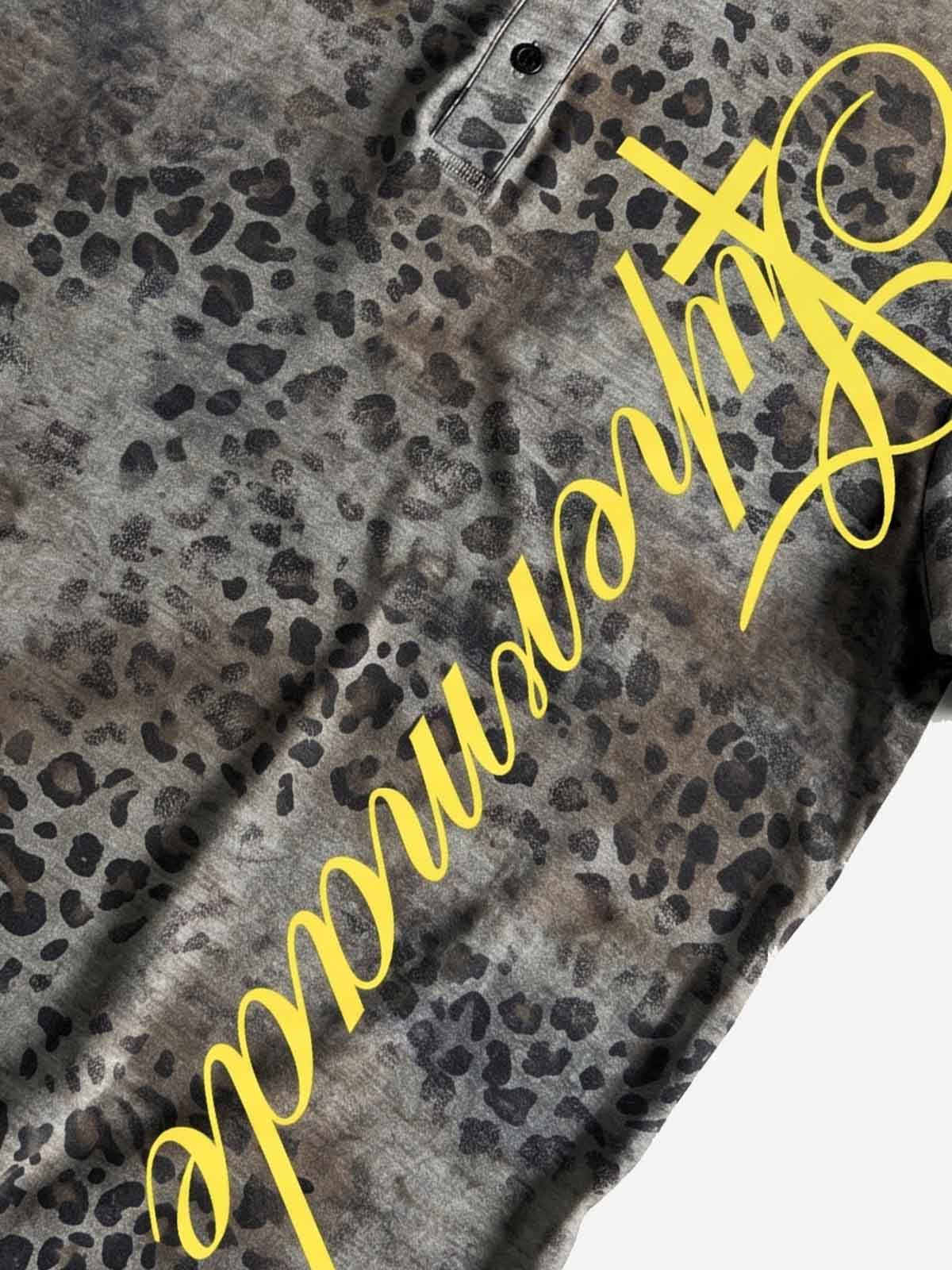 Vintage Leopard Print Zip Neck T-Shirt - Image 4
