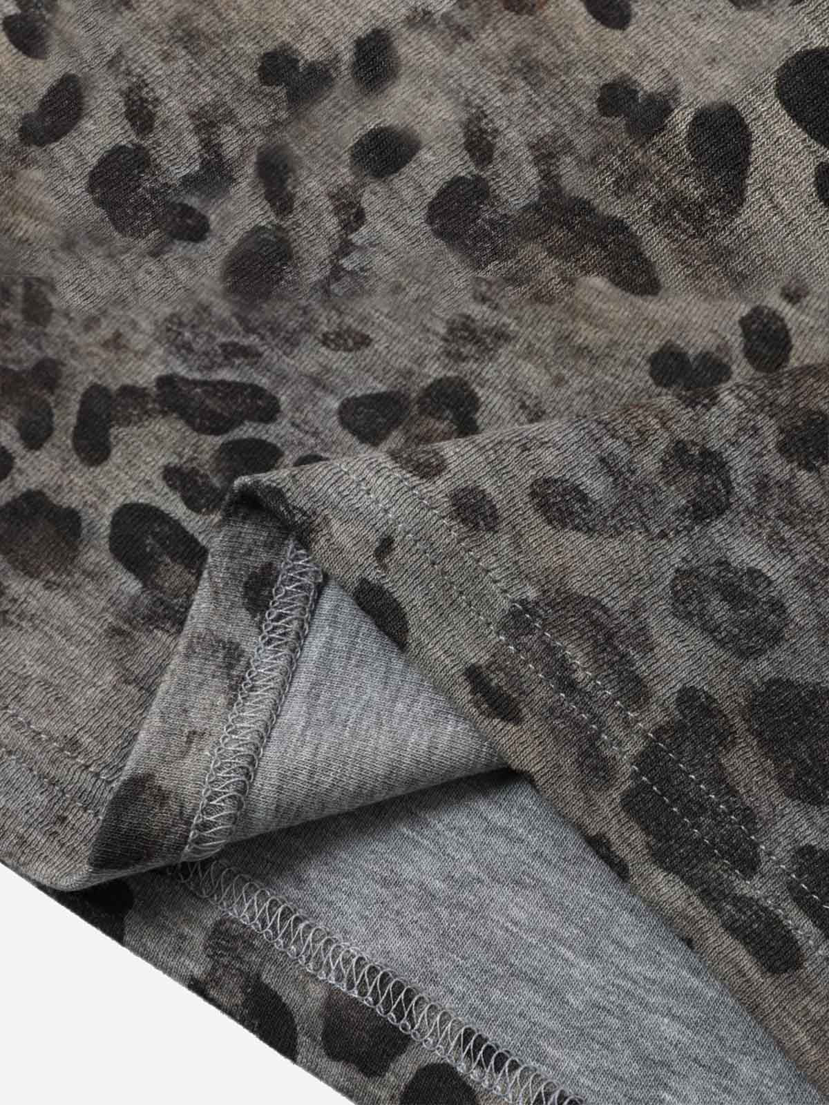 Vintage Leopard Print Zip Neck T-Shirt - Image 6