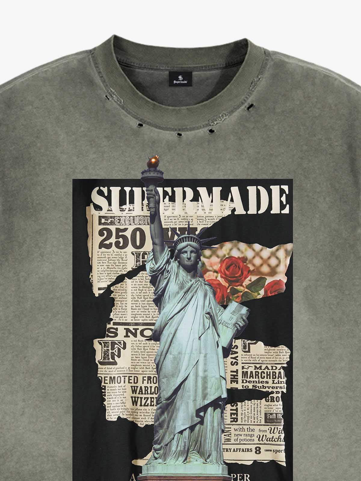 Vintage Liberty Newspaper Sleeveless T-Shirt - Image 3