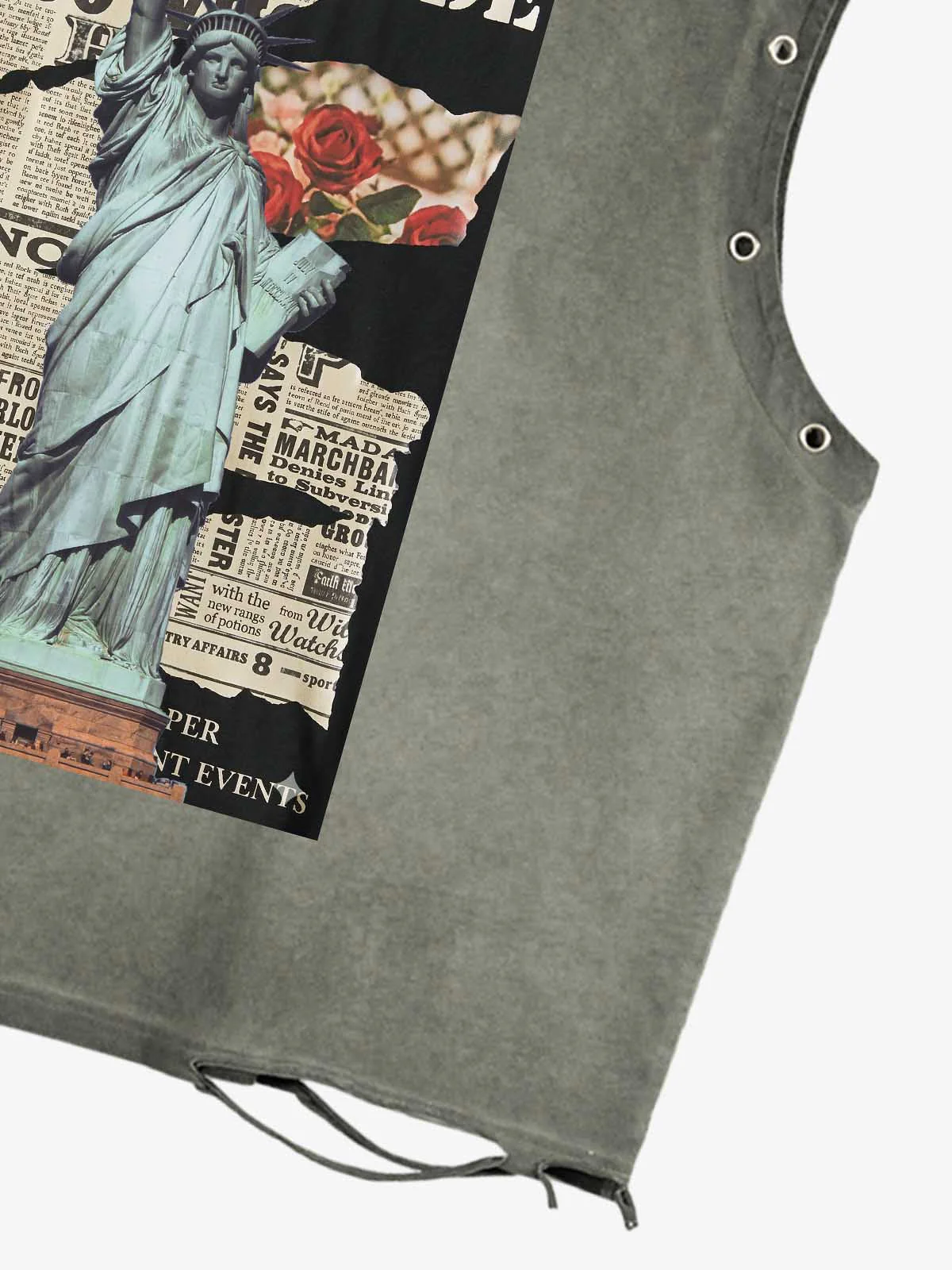 Vintage Liberty Newspaper Sleeveless T-Shirt - Image 6