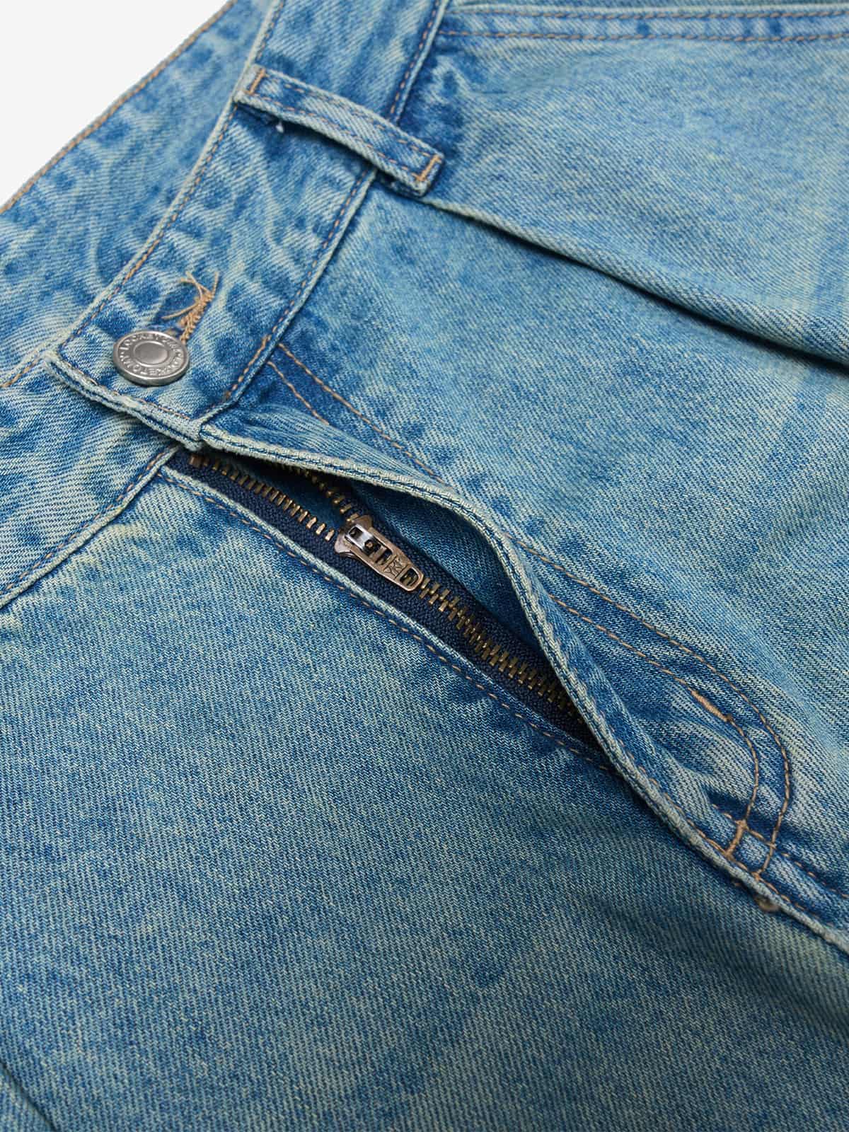 Vintage Light-Wash Pleated Barrel Jeans - 2586 - Image 3