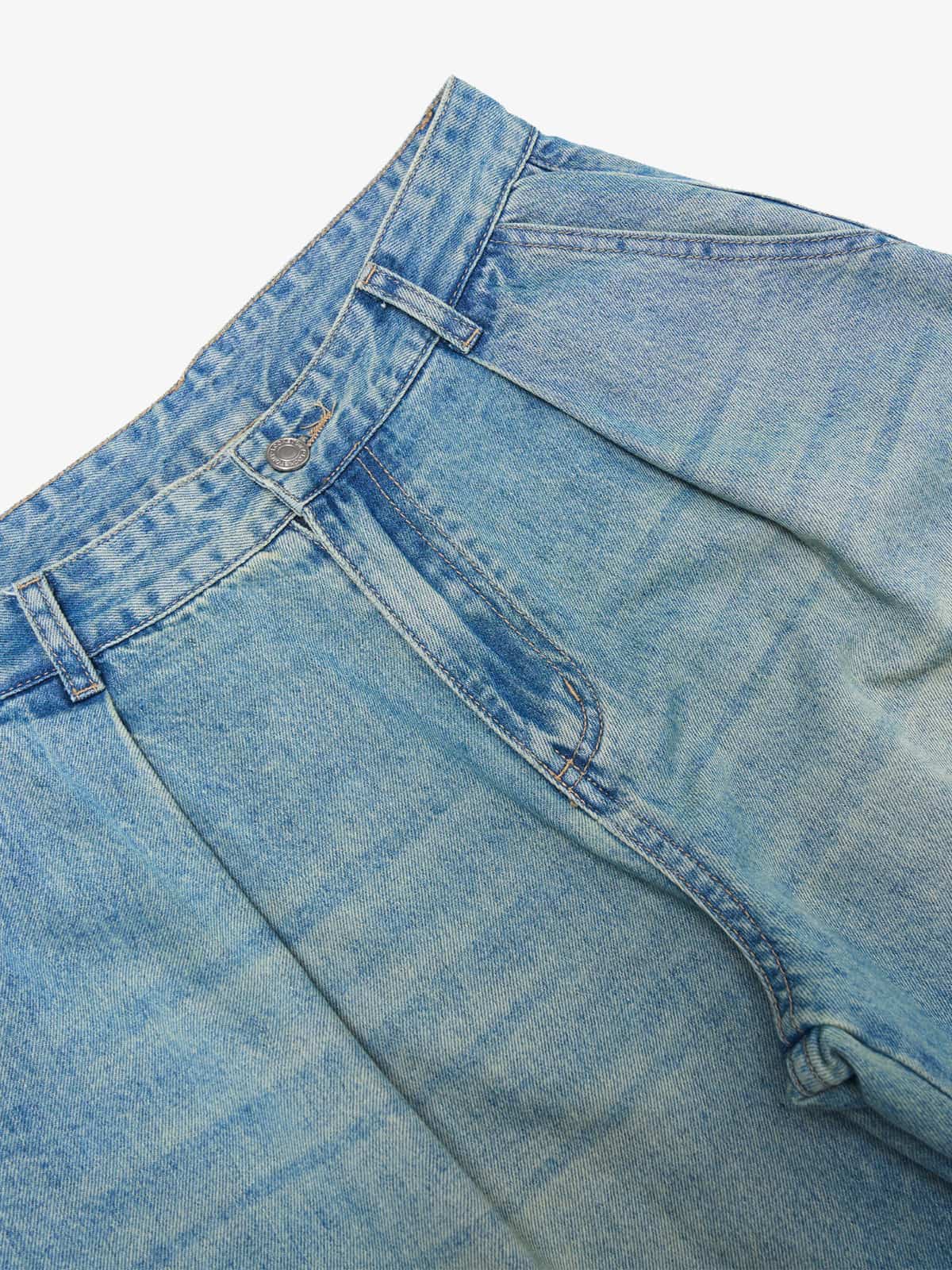 Vintage Light-Wash Pleated Barrel Jeans - 2586 - Image 4