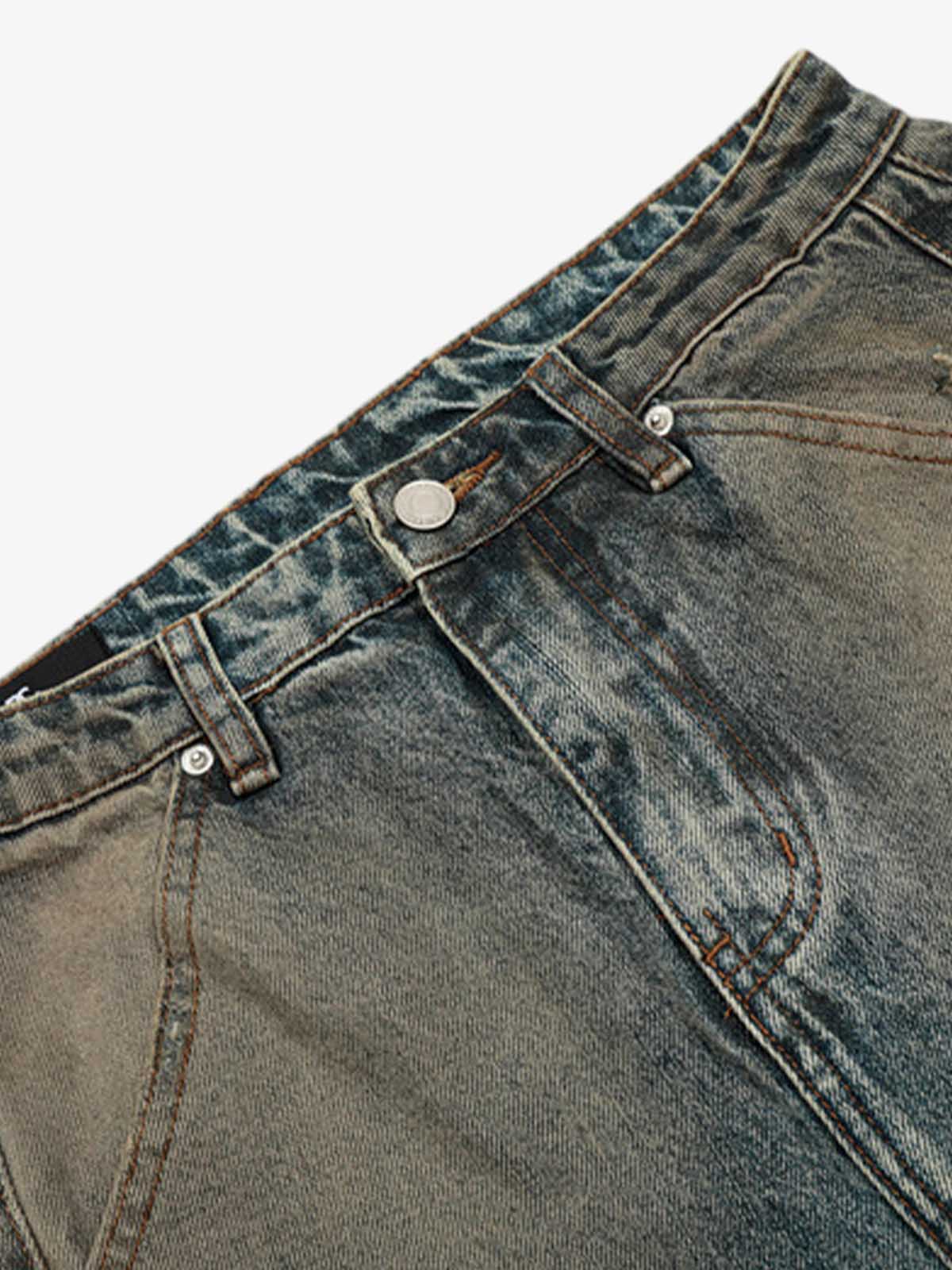 Vintage Mud-Dyed Distressed Barrel Jeans - 2537 - Image 3