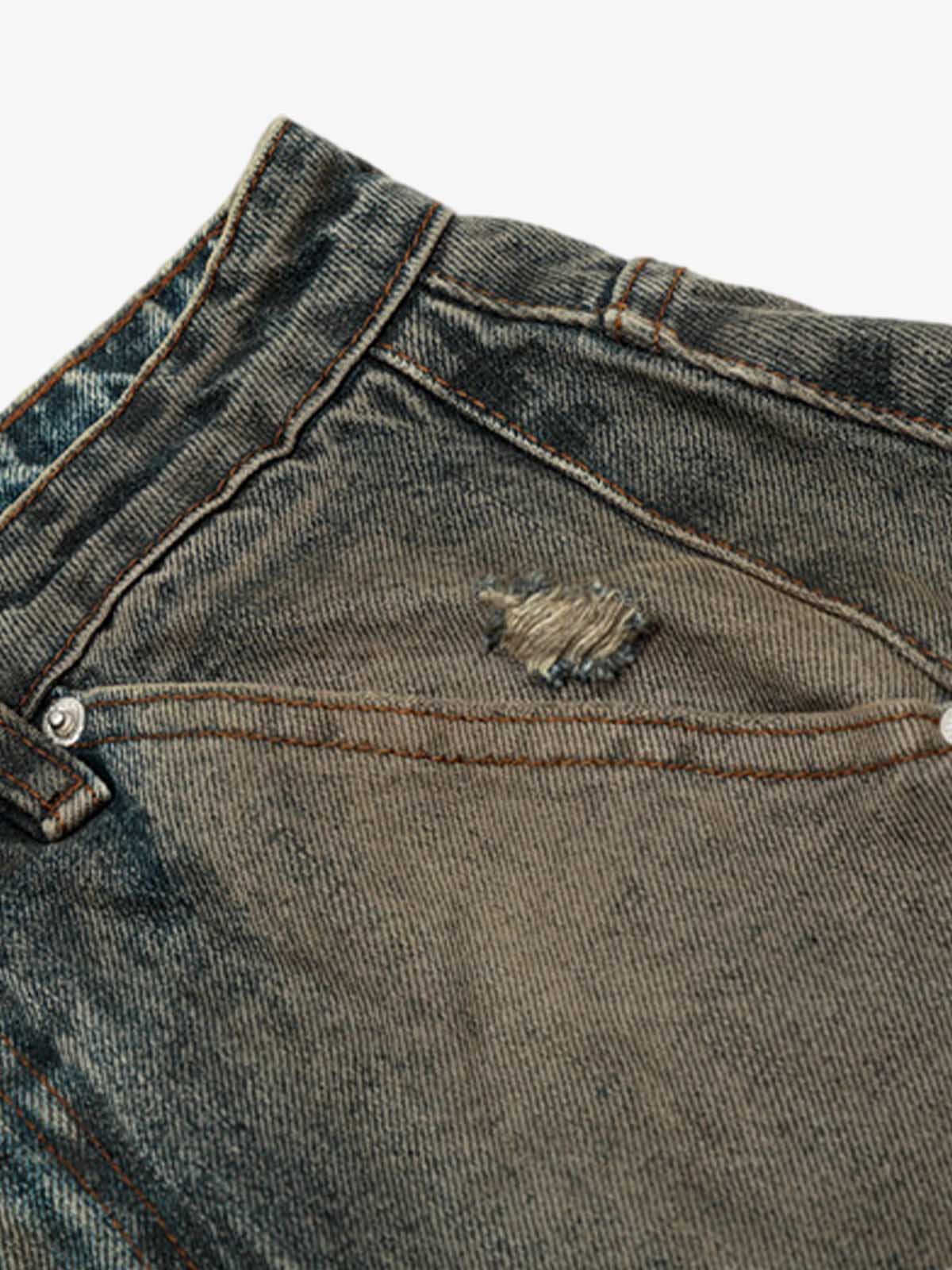 Vintage Mud-Dyed Distressed Barrel Jeans - 2537 - Image 4
