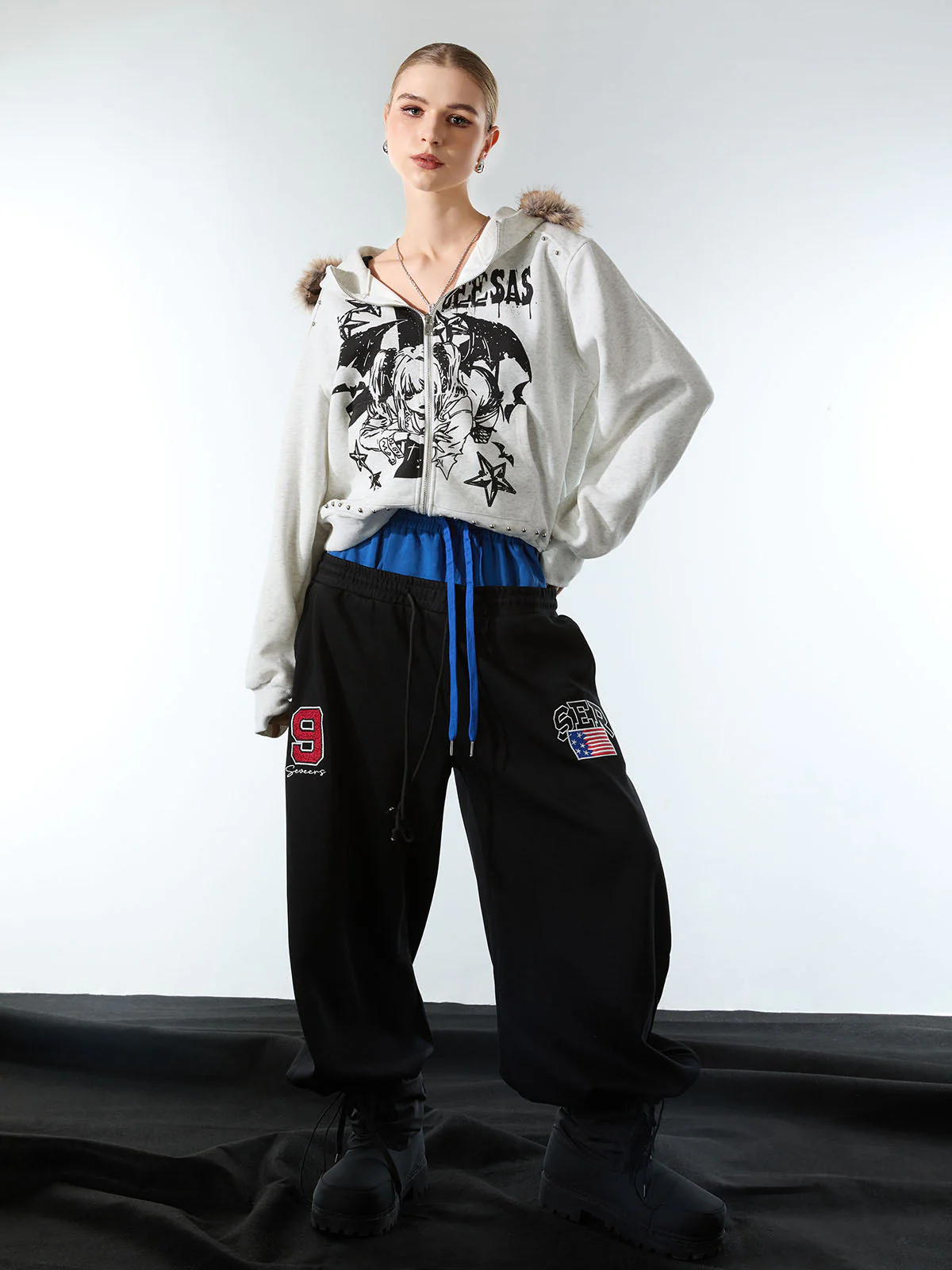 Vintage Paratrooper Layered Look Sweatpants - 2556 - Image 3