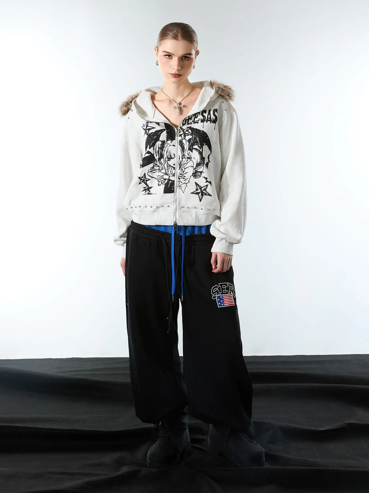 Vintage Paratrooper Layered Look Sweatpants - 2556 - Image 4