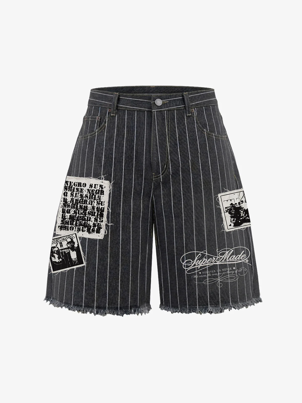 Vintage Pinstripe Patchwork Baggy Denim Set - Image 7