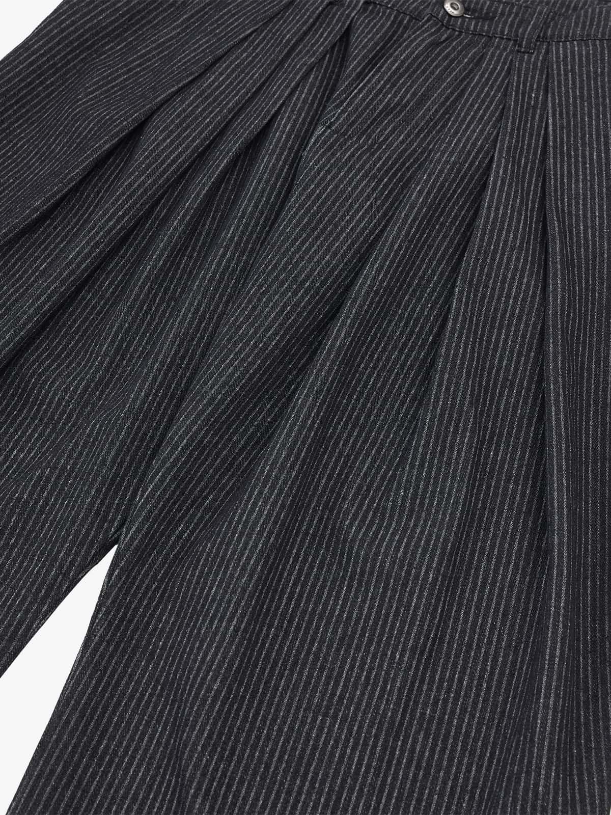 Vintage Pinstripe Pleated Wide-Leg Barrel Pants - Image 10