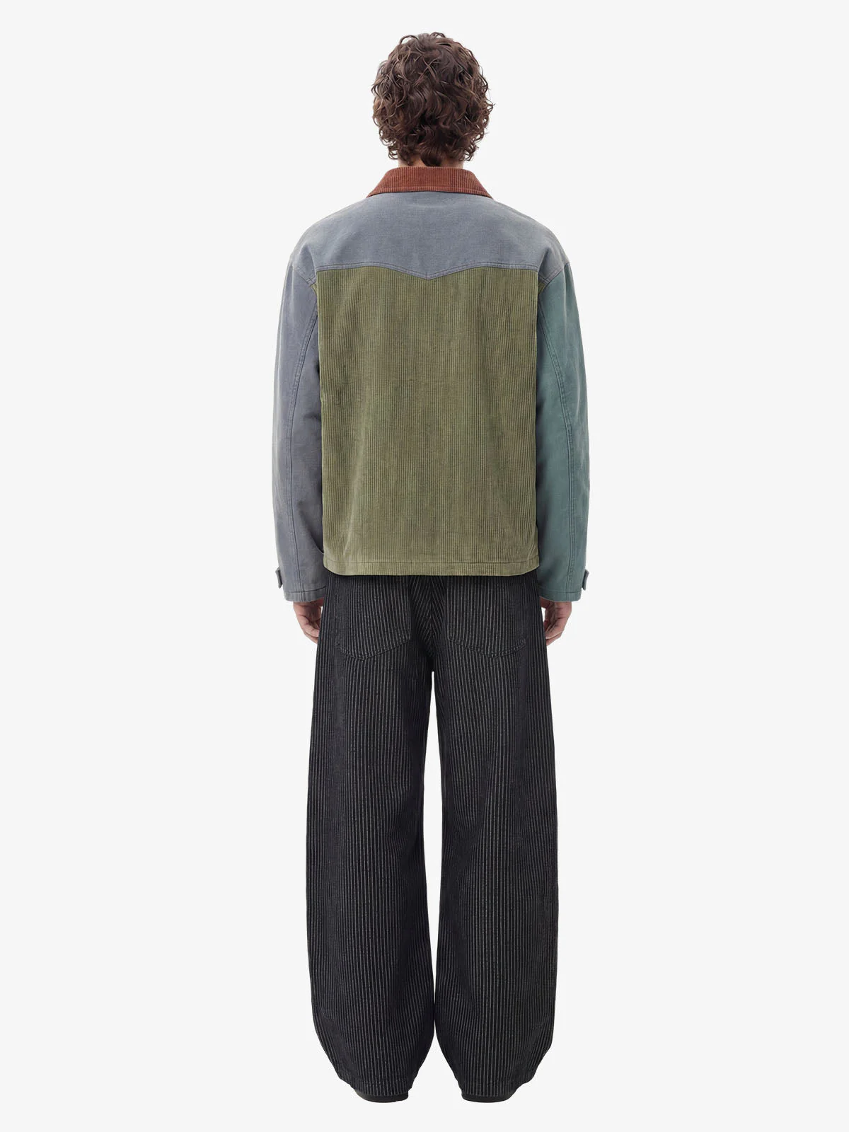 Vintage Pinstripe Pleated Wide-Leg Barrel Pants - Image 5