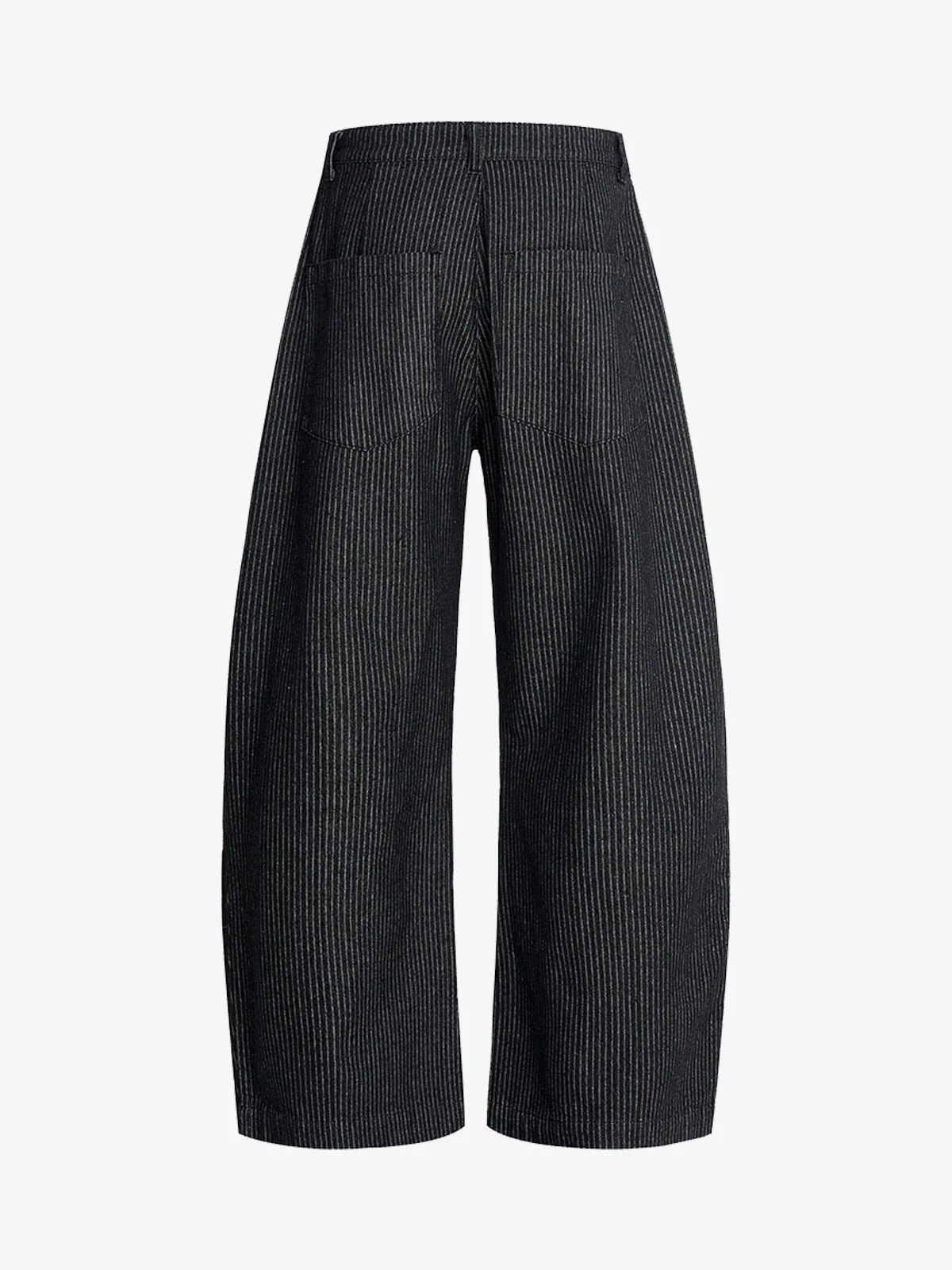 Vintage Pinstripe Pleated Wide-Leg Barrel Pants - Image 6