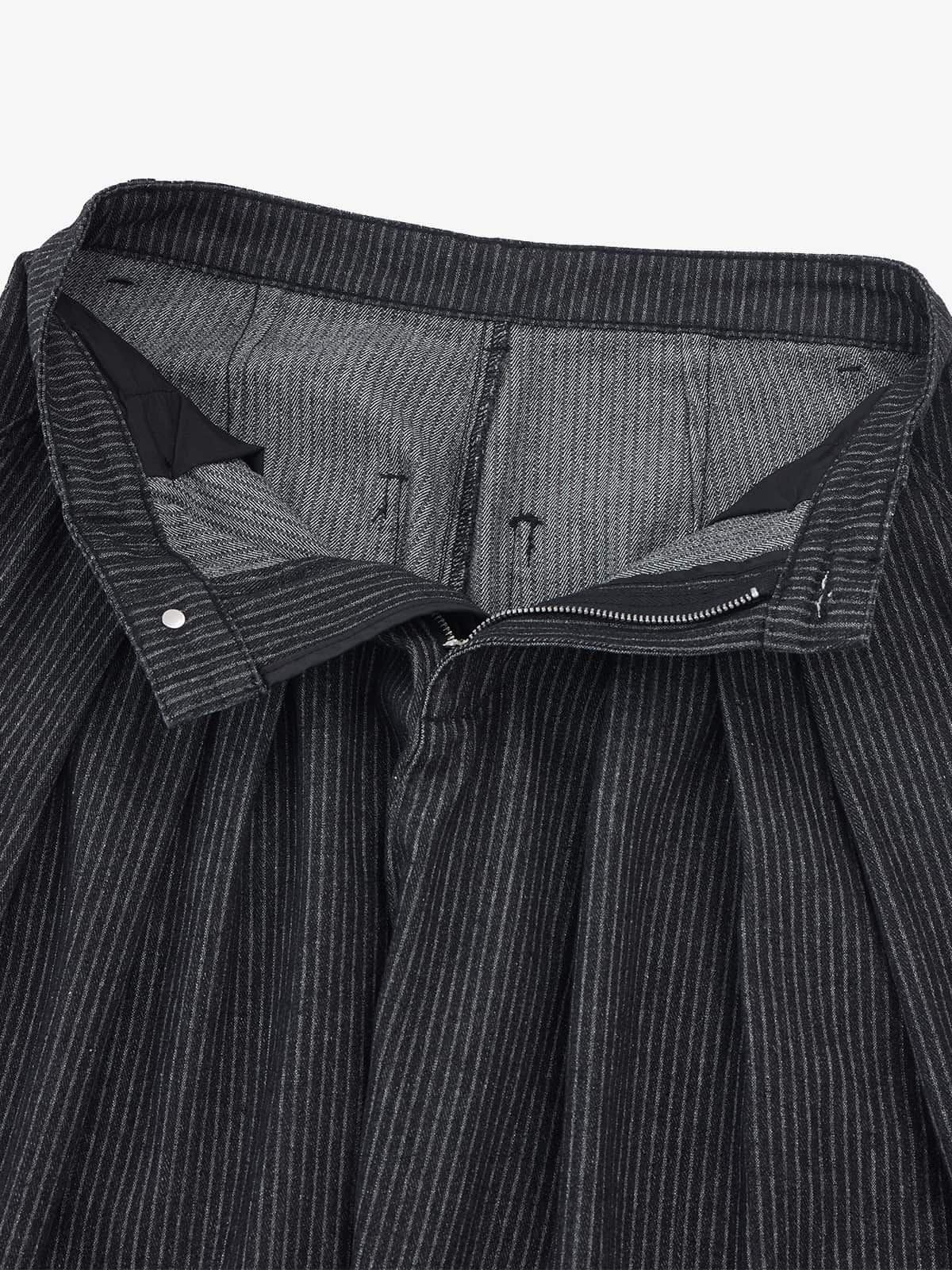 Vintage Pinstripe Pleated Wide-Leg Barrel Pants - Image 7