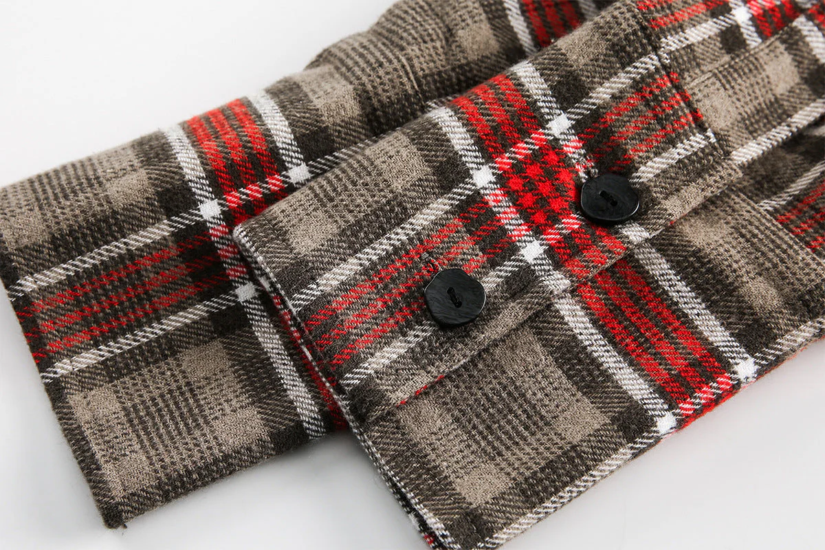 Vintage Plaid Patchwork Denim Panel Shirt - Image 6