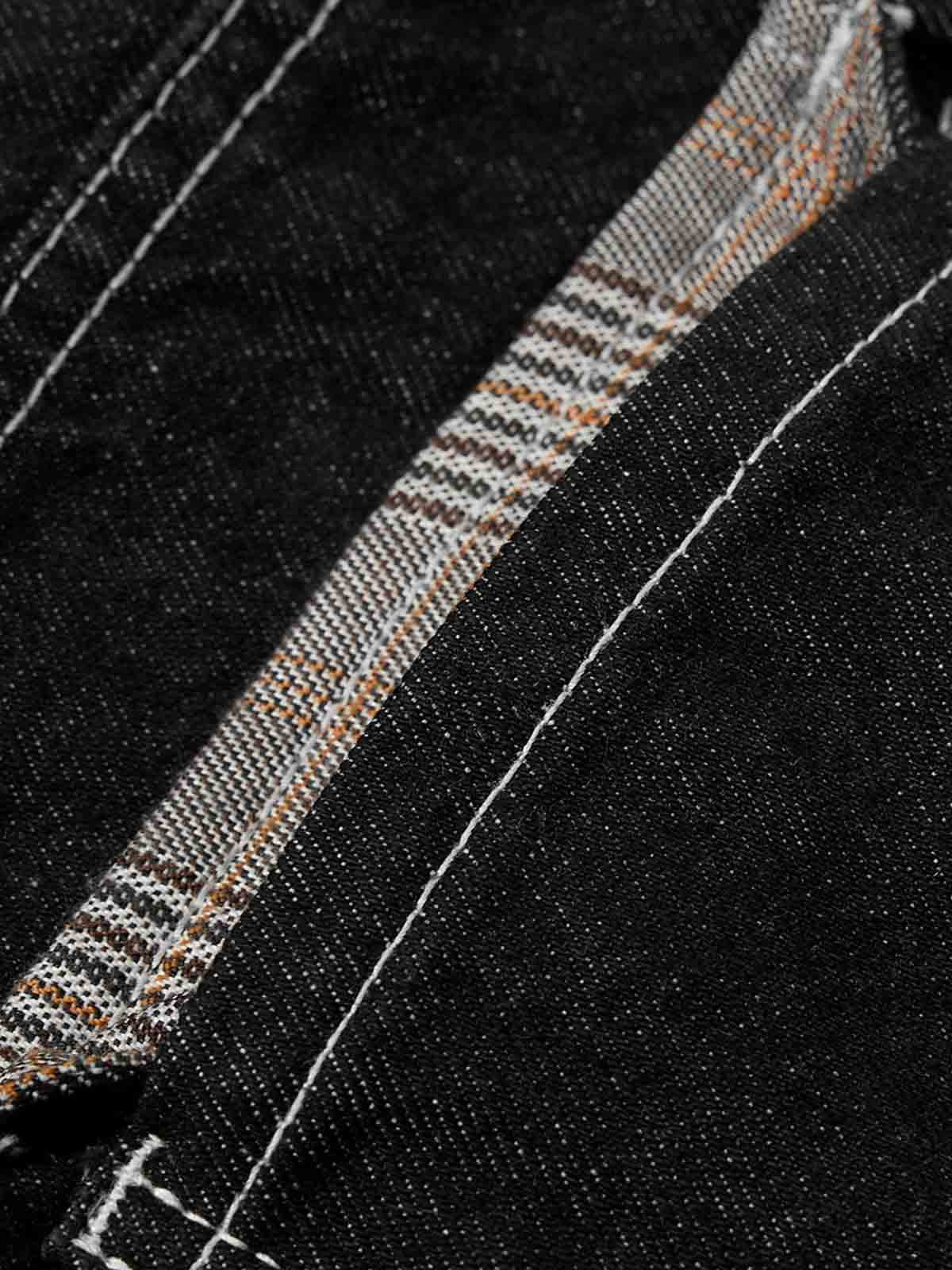 Vintage Plaid-Trim Tape-Belt Jeans - Image 10