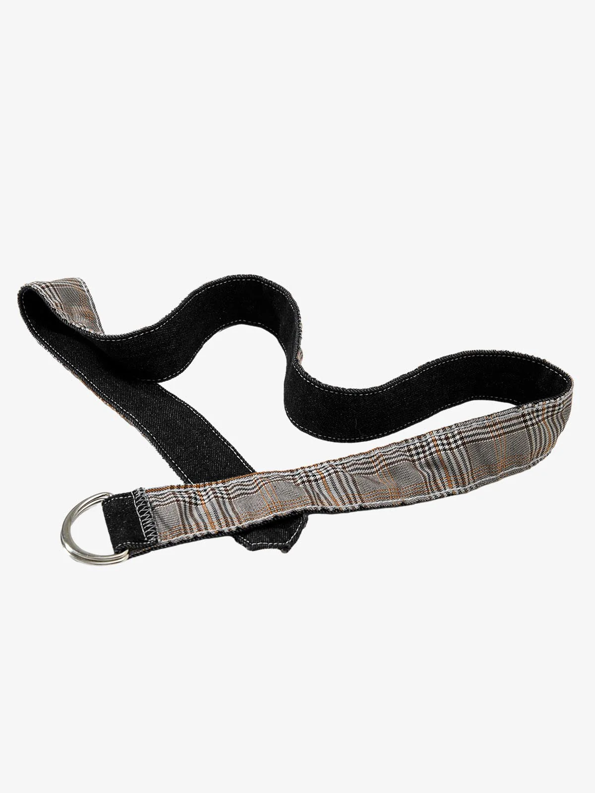 Vintage Plaid-Trim Tape-Belt Jeans - Image 9