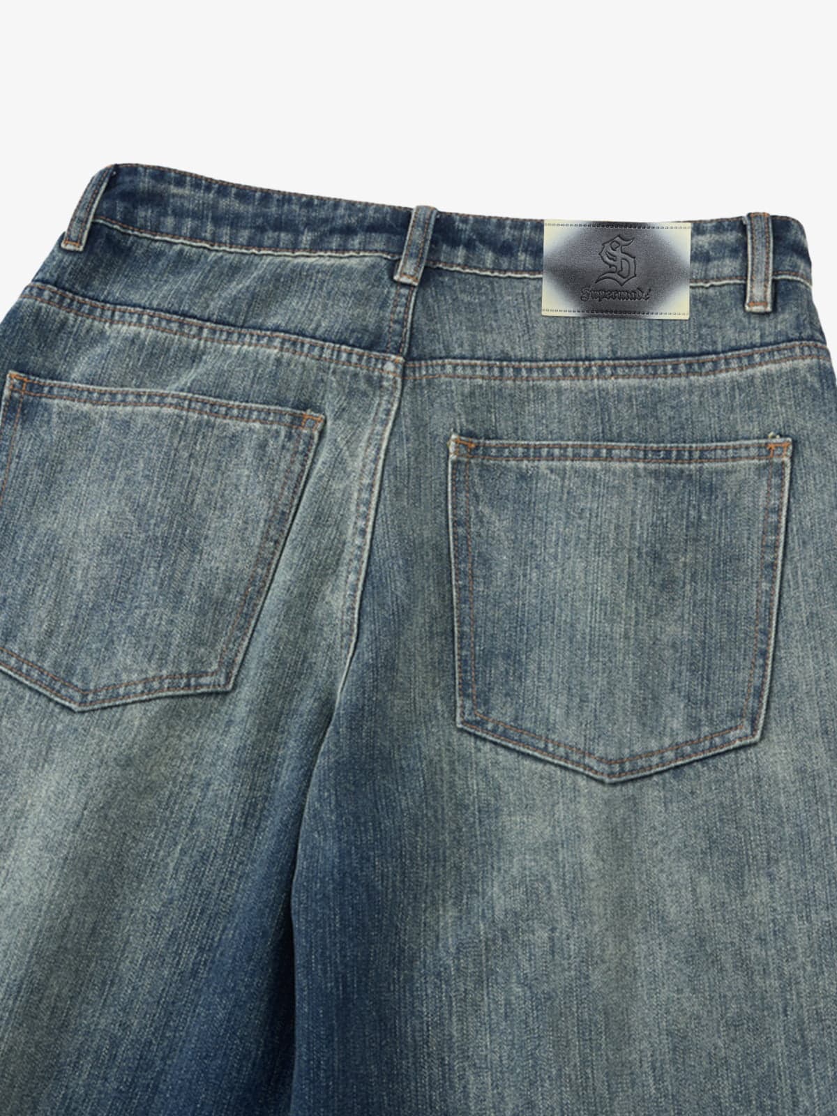Vintage Pleated Fade Baggy Jeans - Image 4