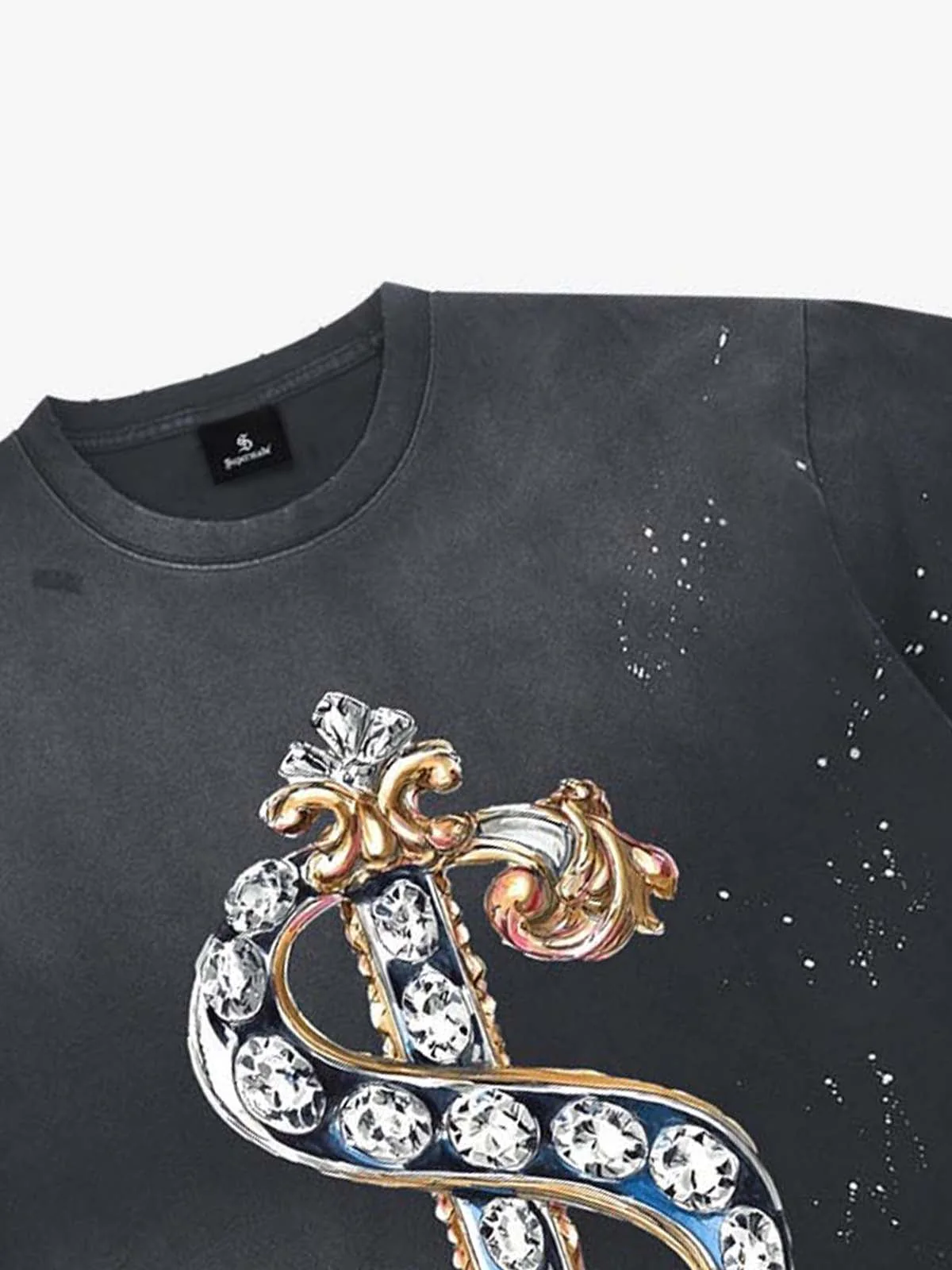 Vintage Rhinestone Dollar Graphic T-Shirt - Image 10
