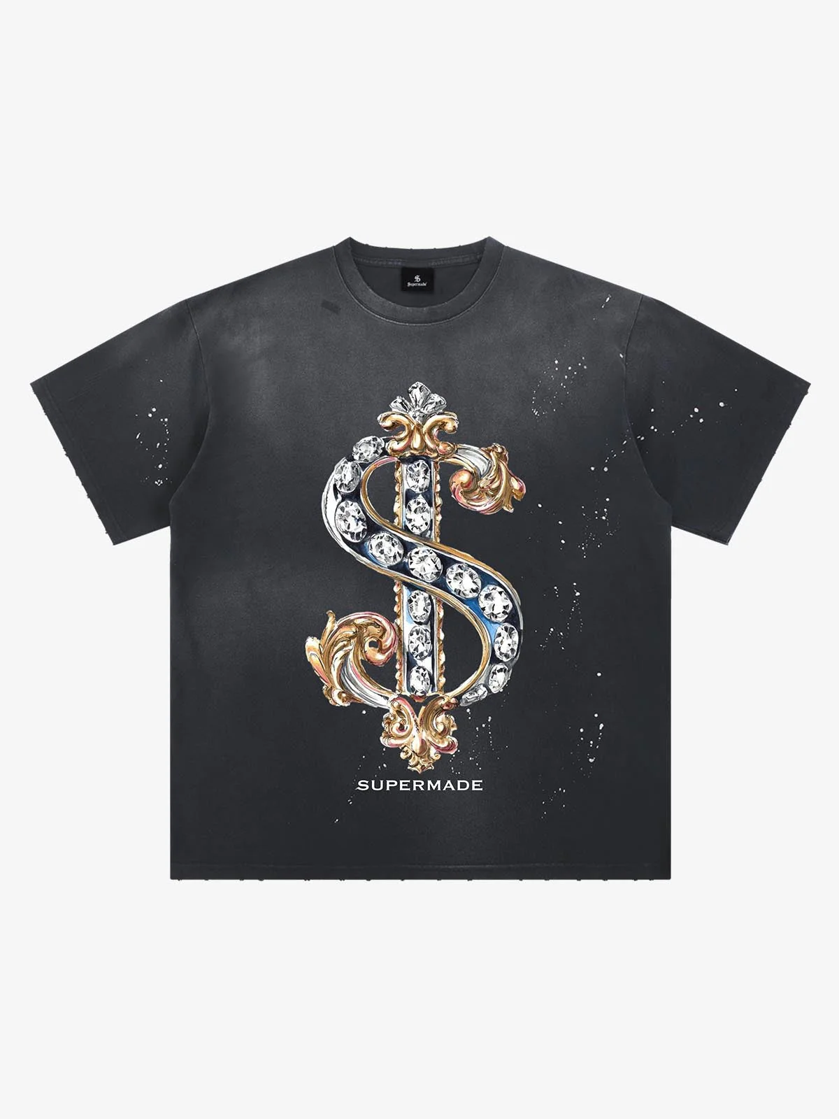 Vintage Rhinestone Dollar Graphic T-Shirt - Image 2